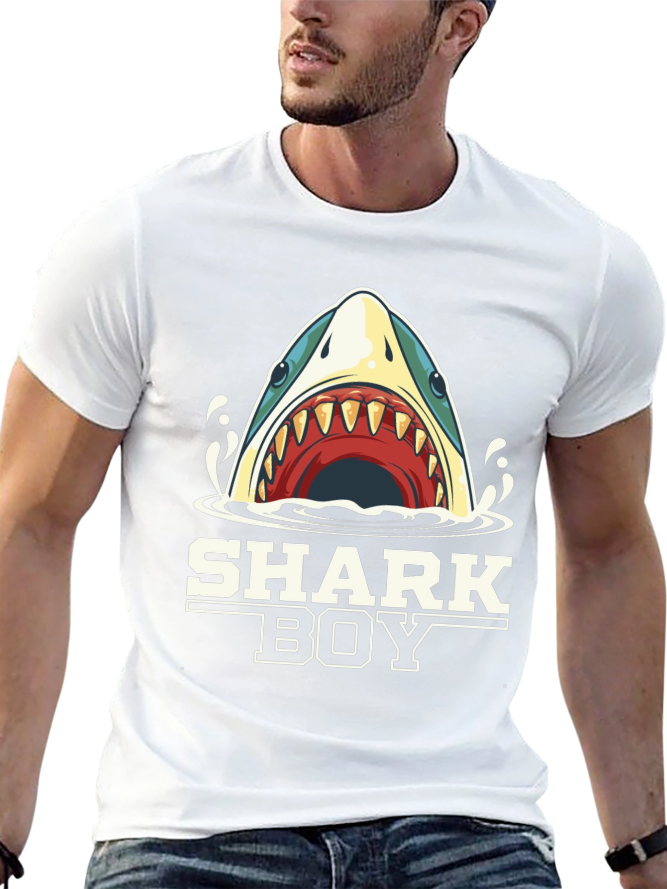 Shark Boy T-Shirt - Cartoon Shark Graphic Tee