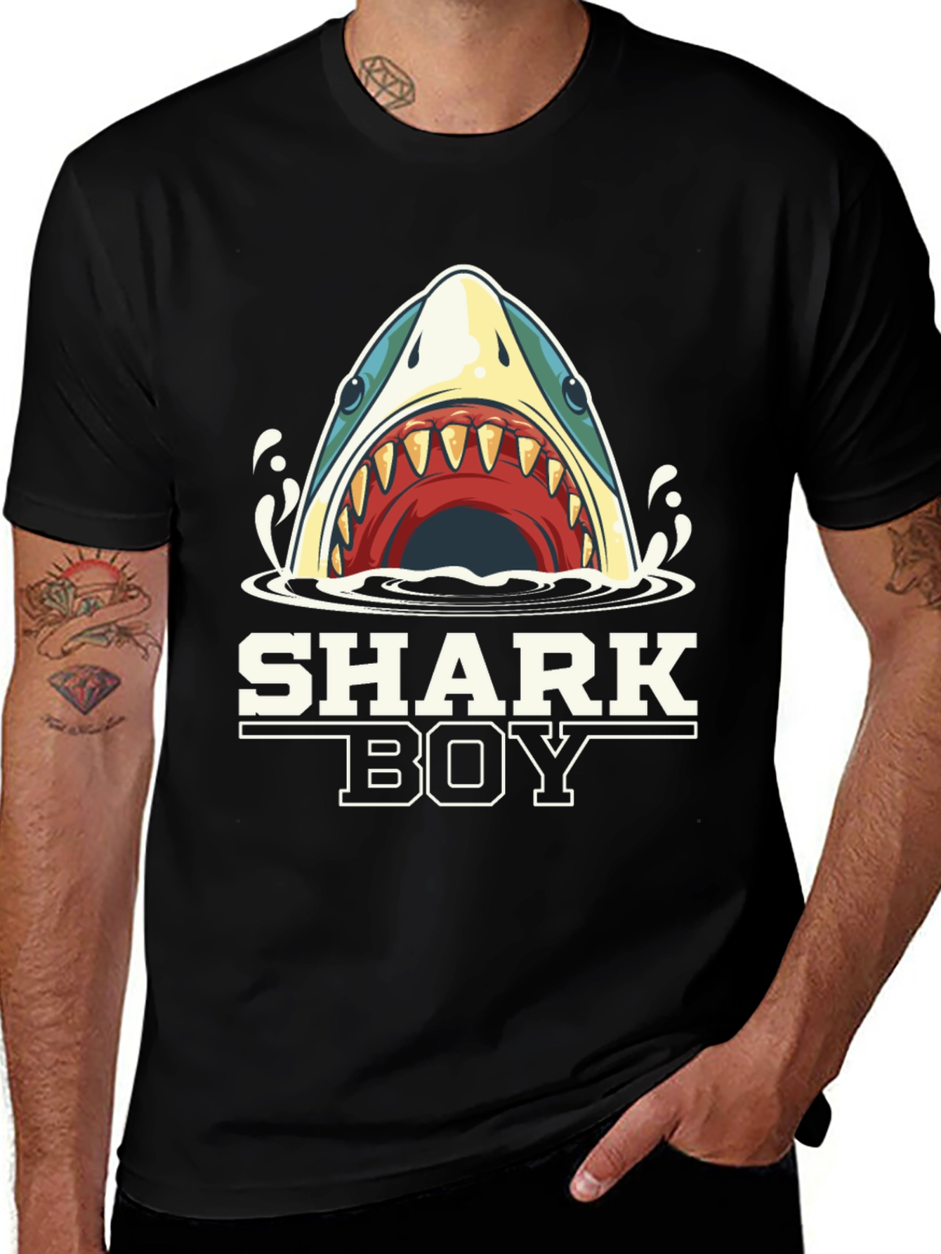 Shark Boy T-Shirt - Cartoon Shark Graphic Tee