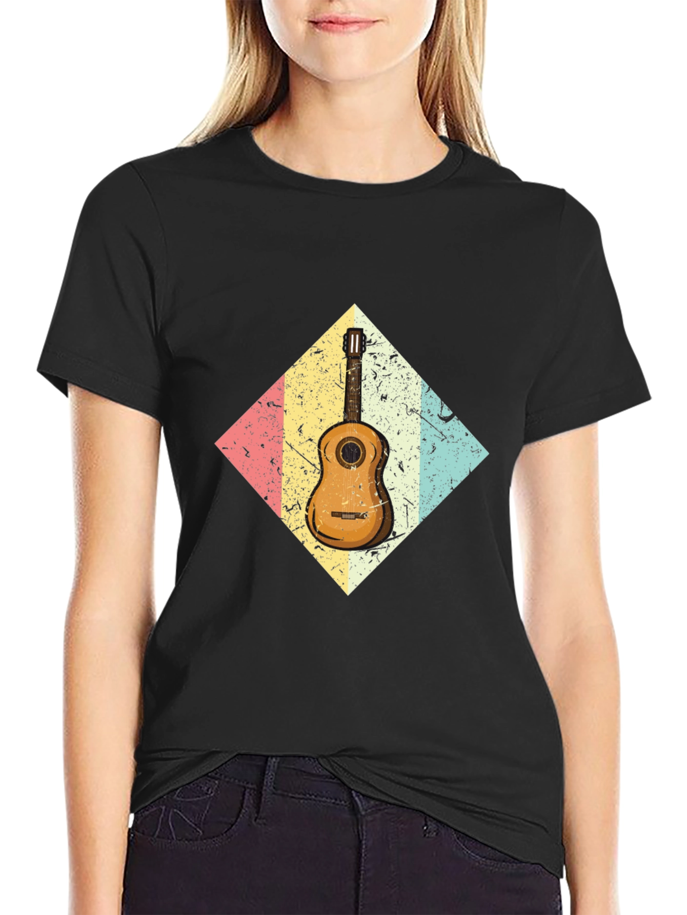 Retro Guitar Graphic Tee - Black