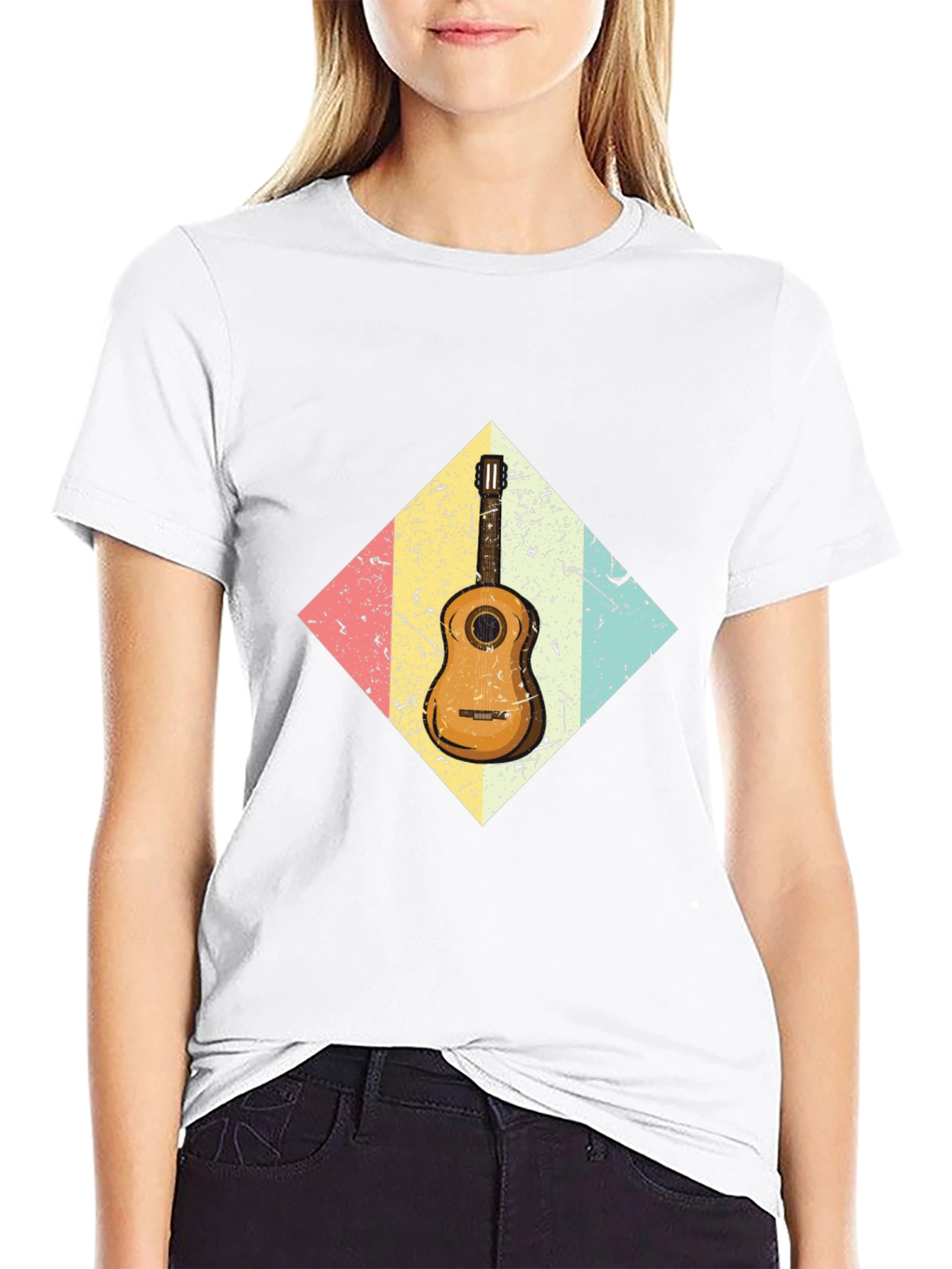 Retro Guitar Graphic Tee - Black