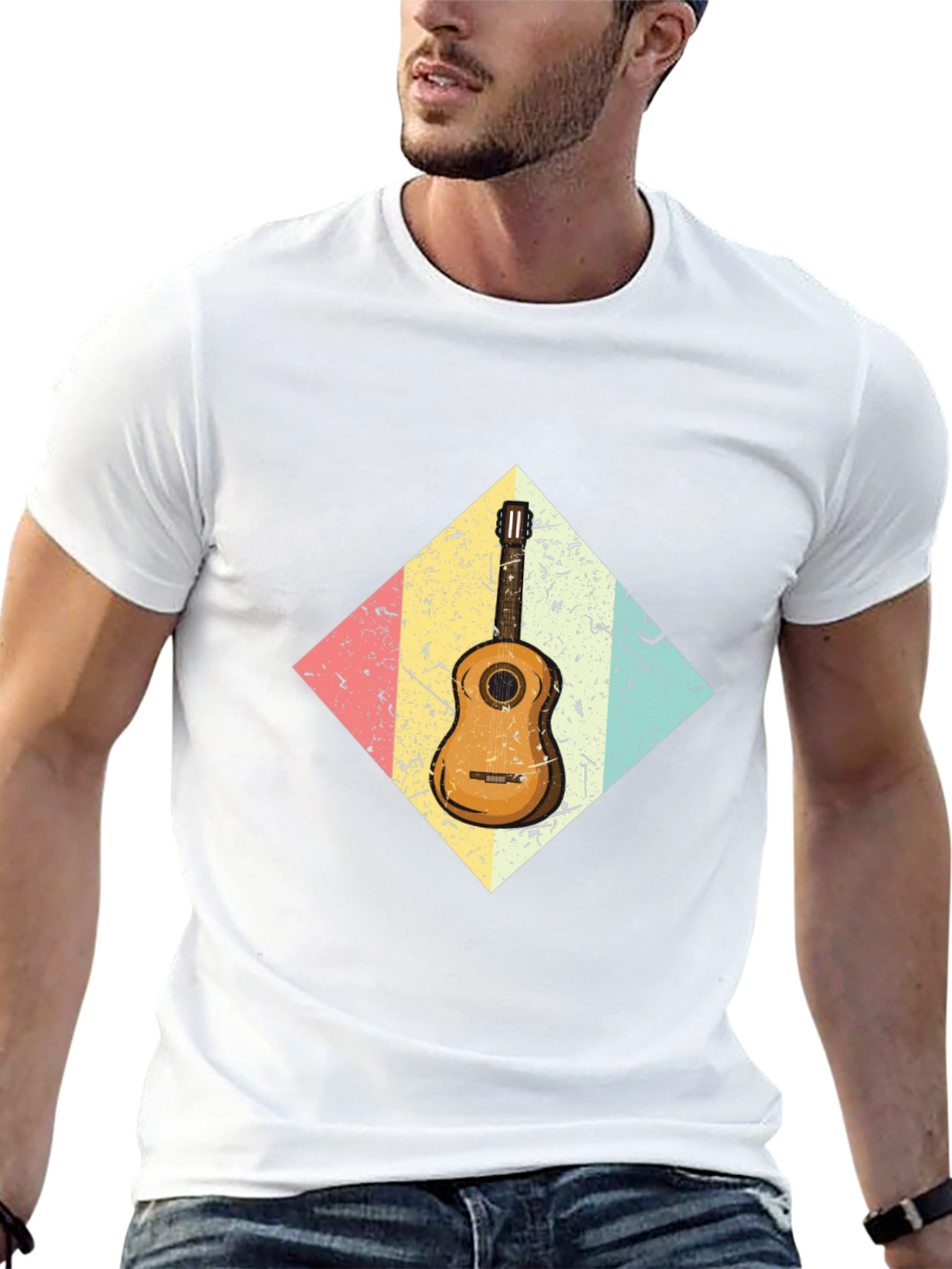 Retro Guitar Graphic Tee - Black