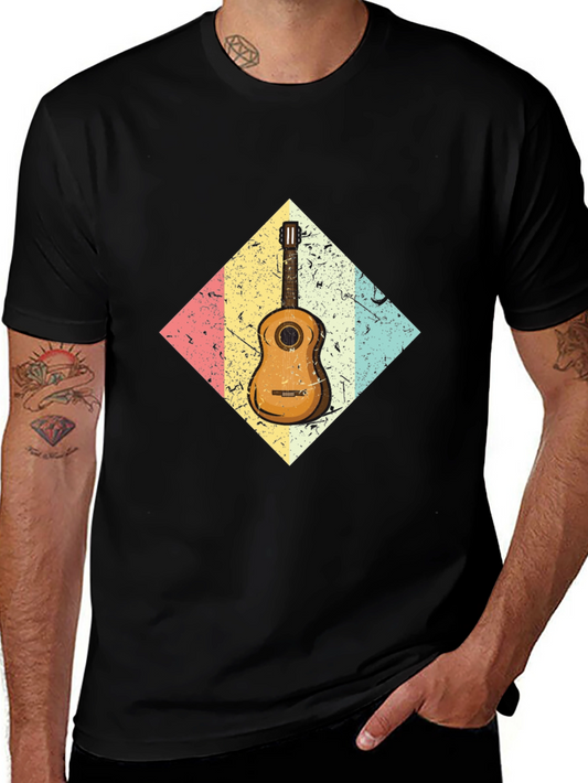 Retro Guitar Graphic Tee - Black