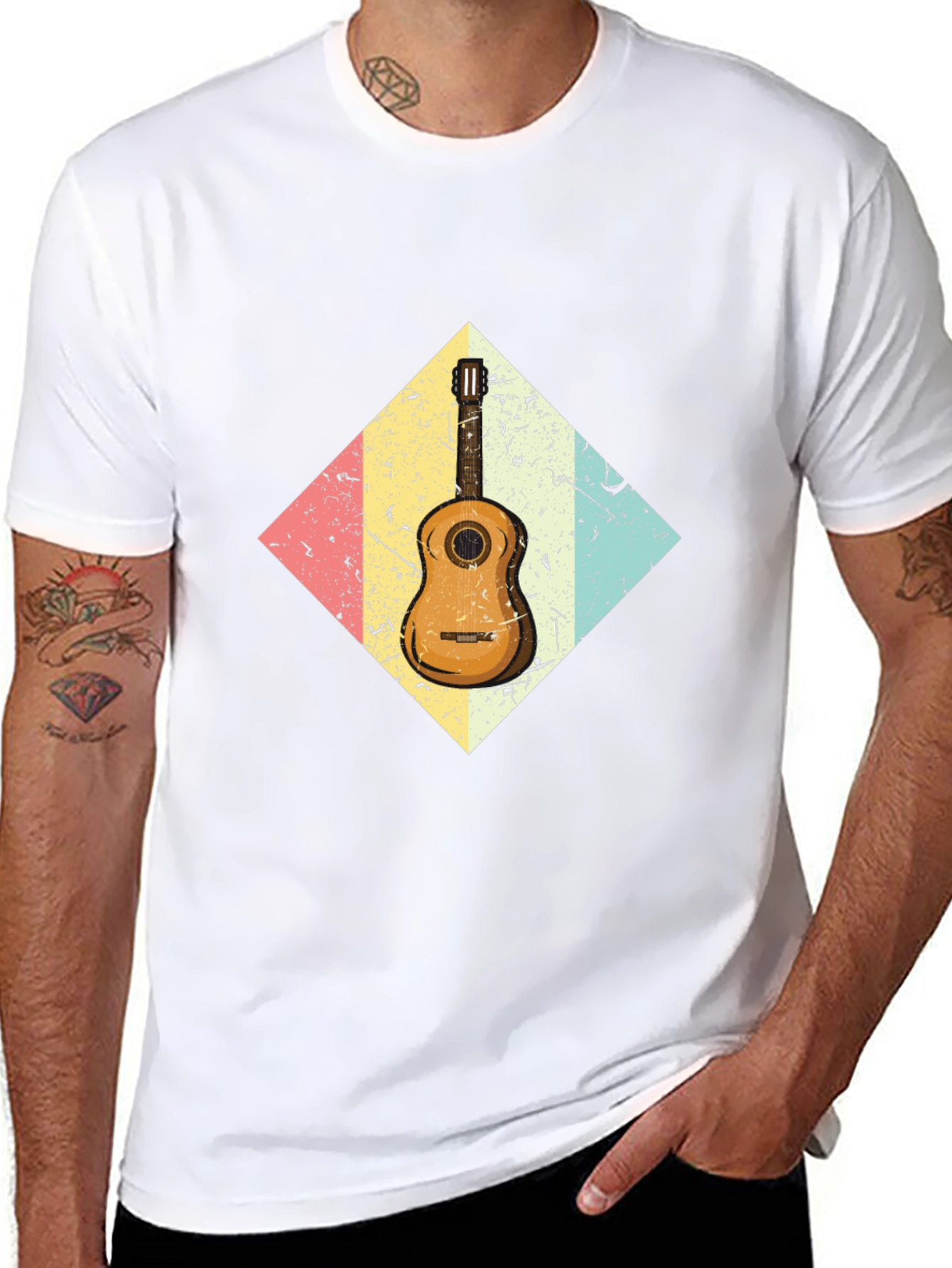 Retro Guitar Graphic Tee - Black