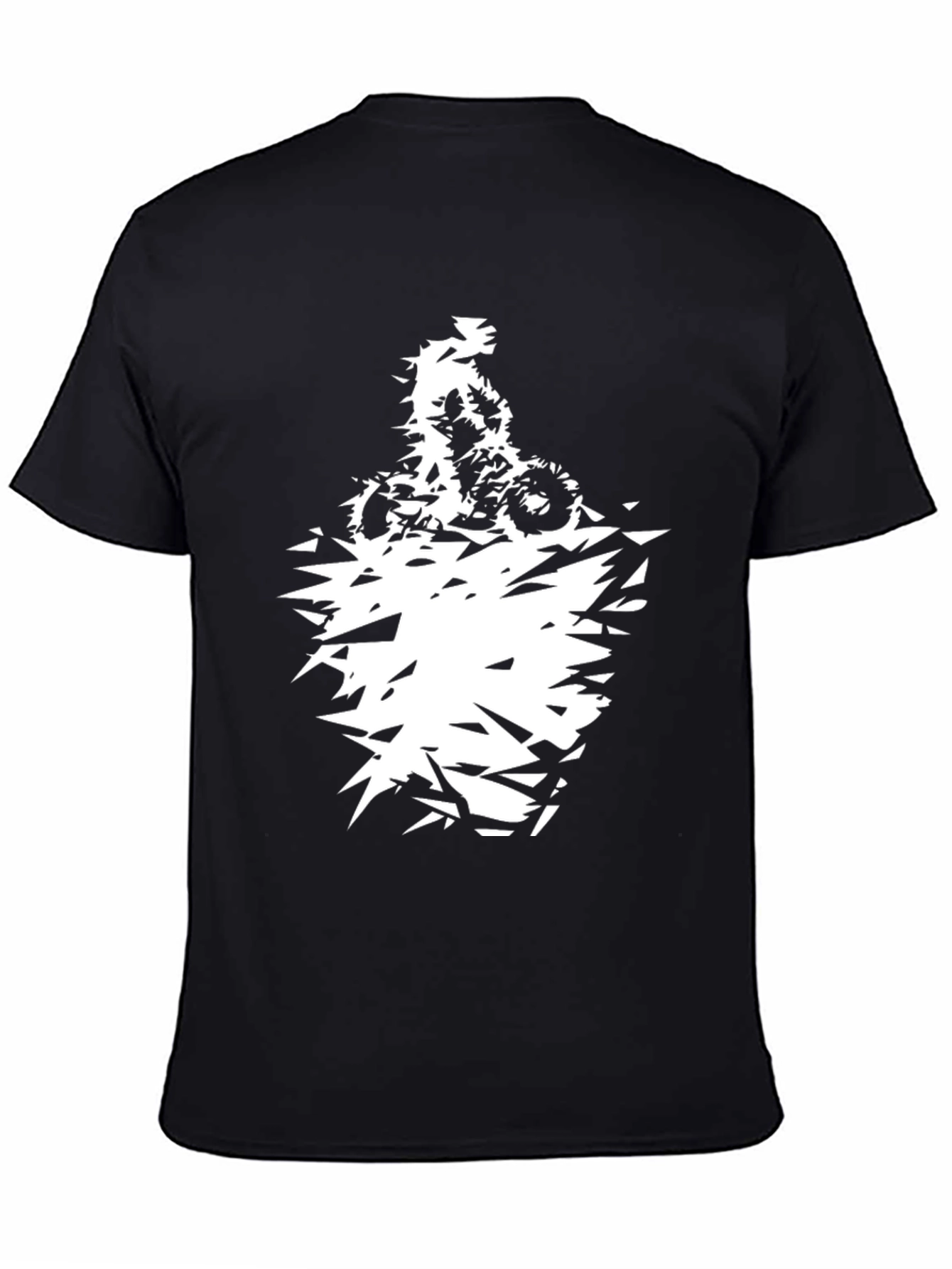 Mens Black Graphic Tee - Abstract Motorcycle