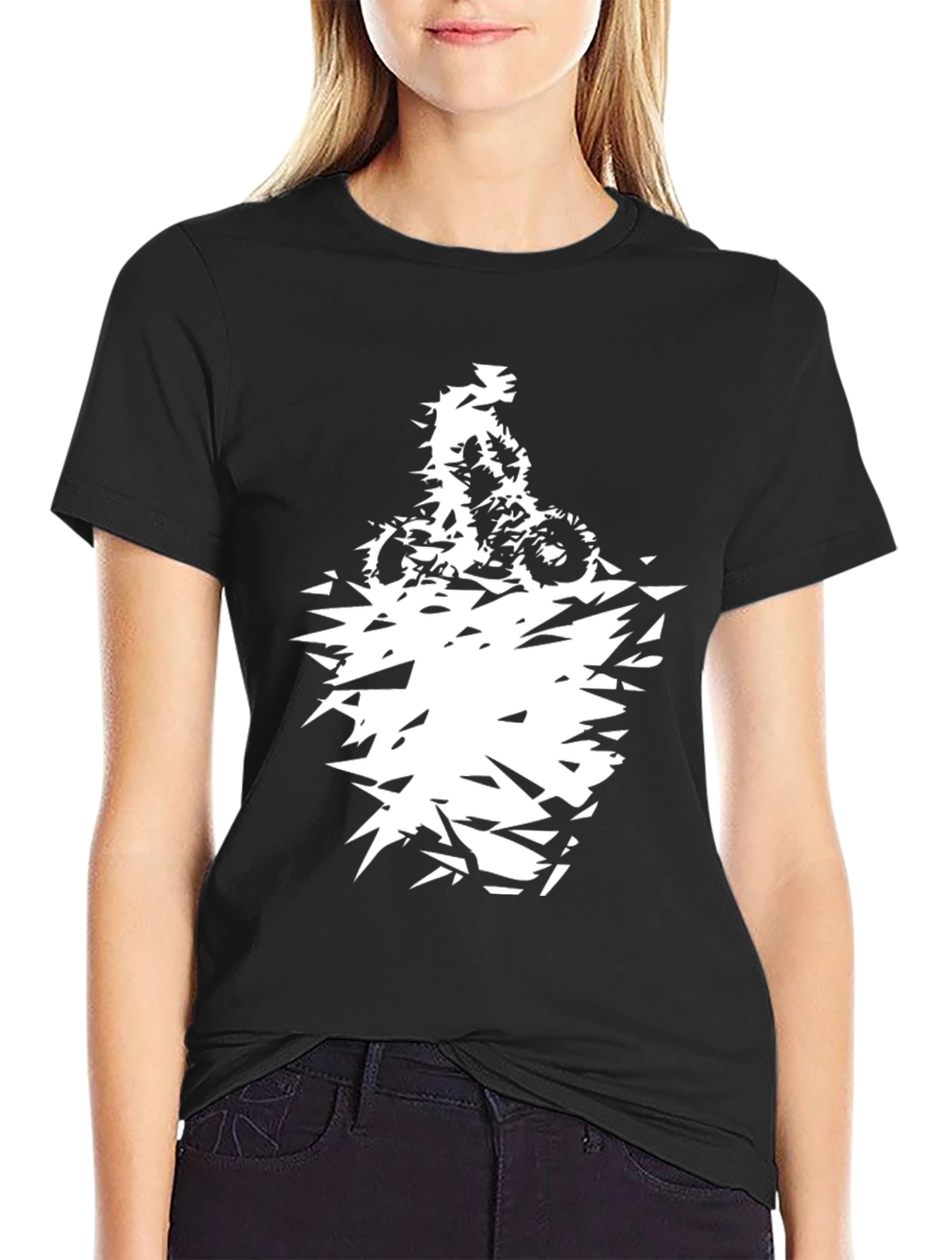 Mens Black Graphic Tee - Abstract Motorcycle