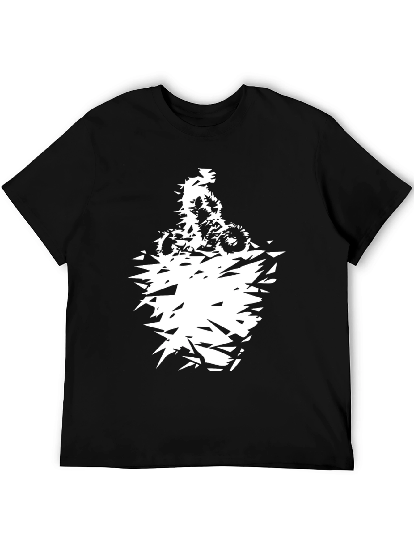 Mens Black Graphic Tee - Abstract Motorcycle