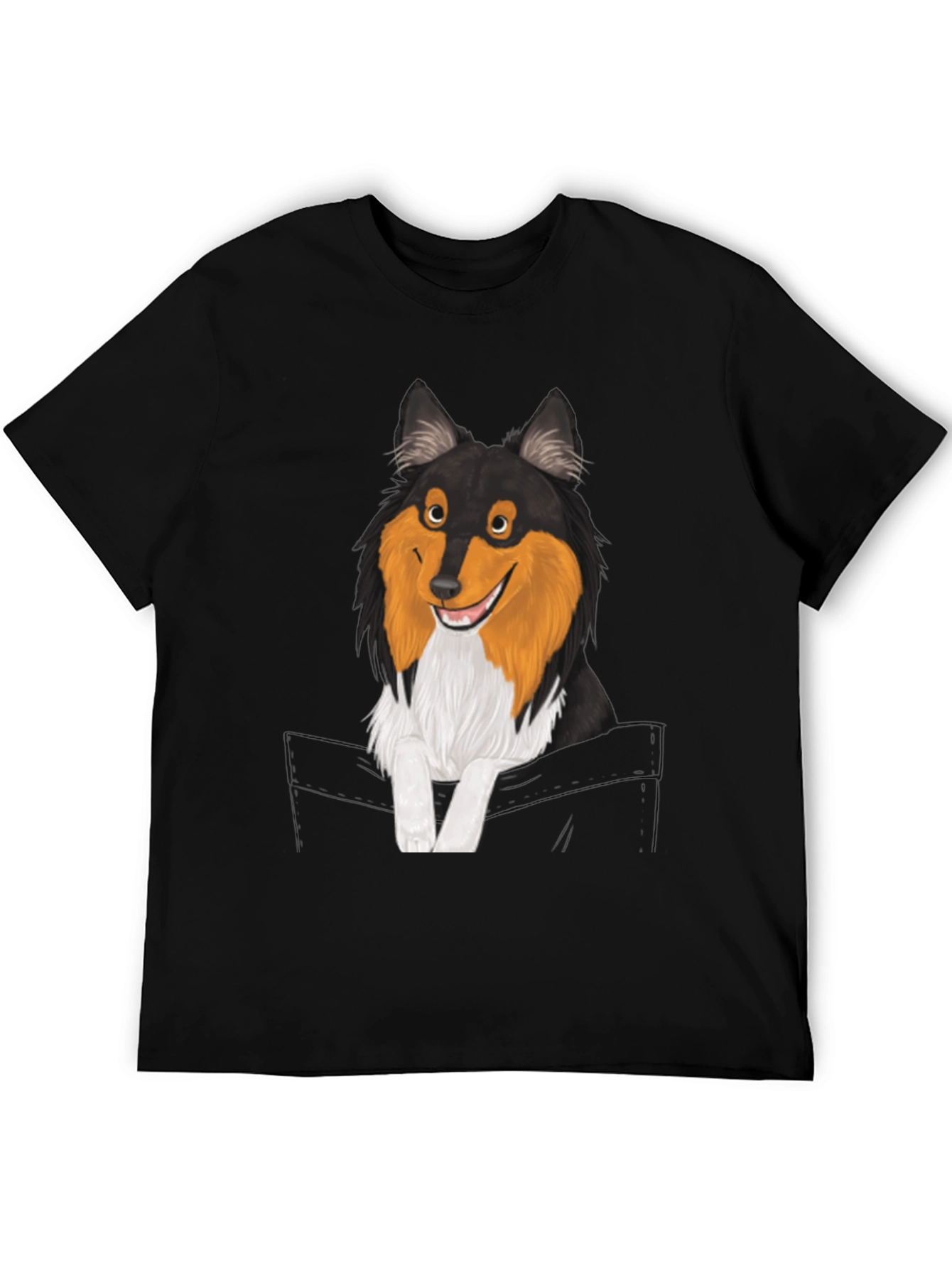 Dog-in-Pocket Graphic T-Shirt - Mens Black Tee