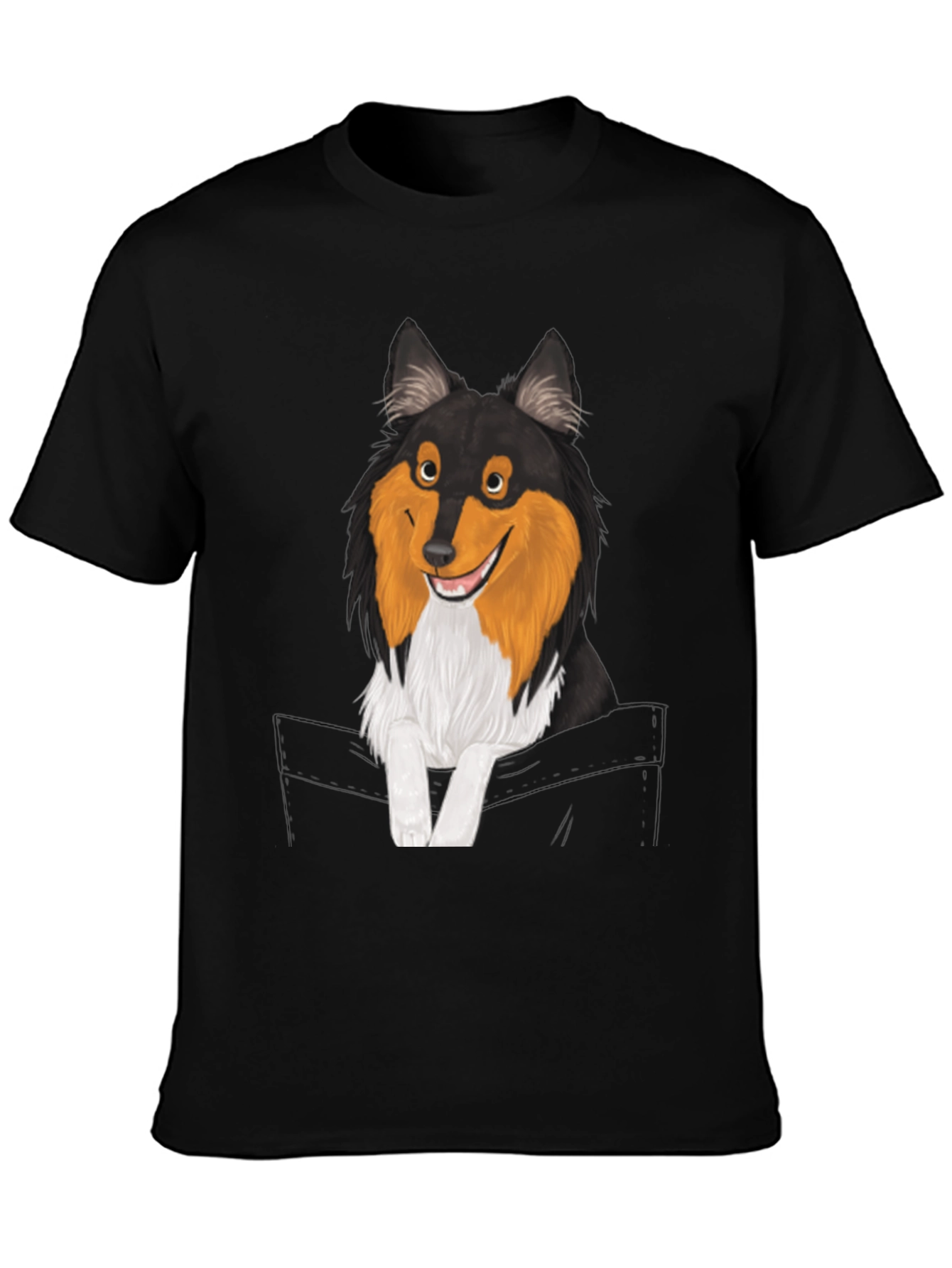 Dog-in-Pocket Graphic T-Shirt - Mens Black Tee