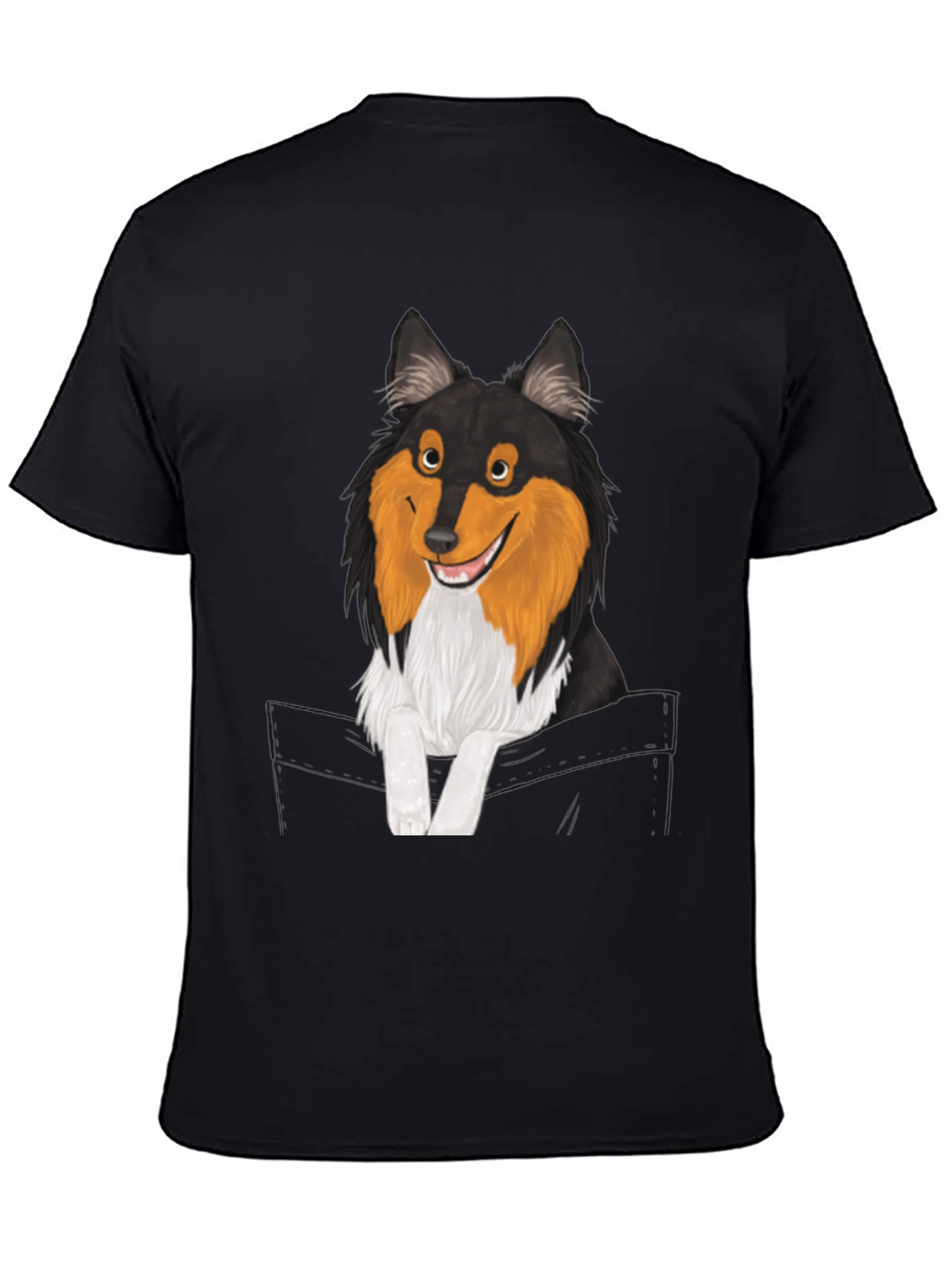 Dog-in-Pocket Graphic T-Shirt - Mens Black Tee