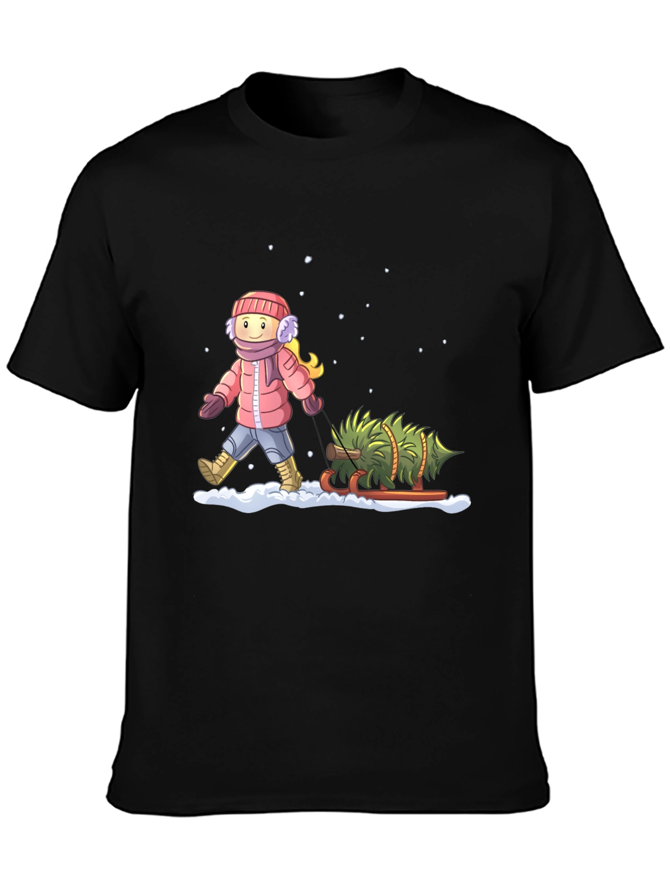 Winter Holiday Christmas Tree Pull T-Shirt