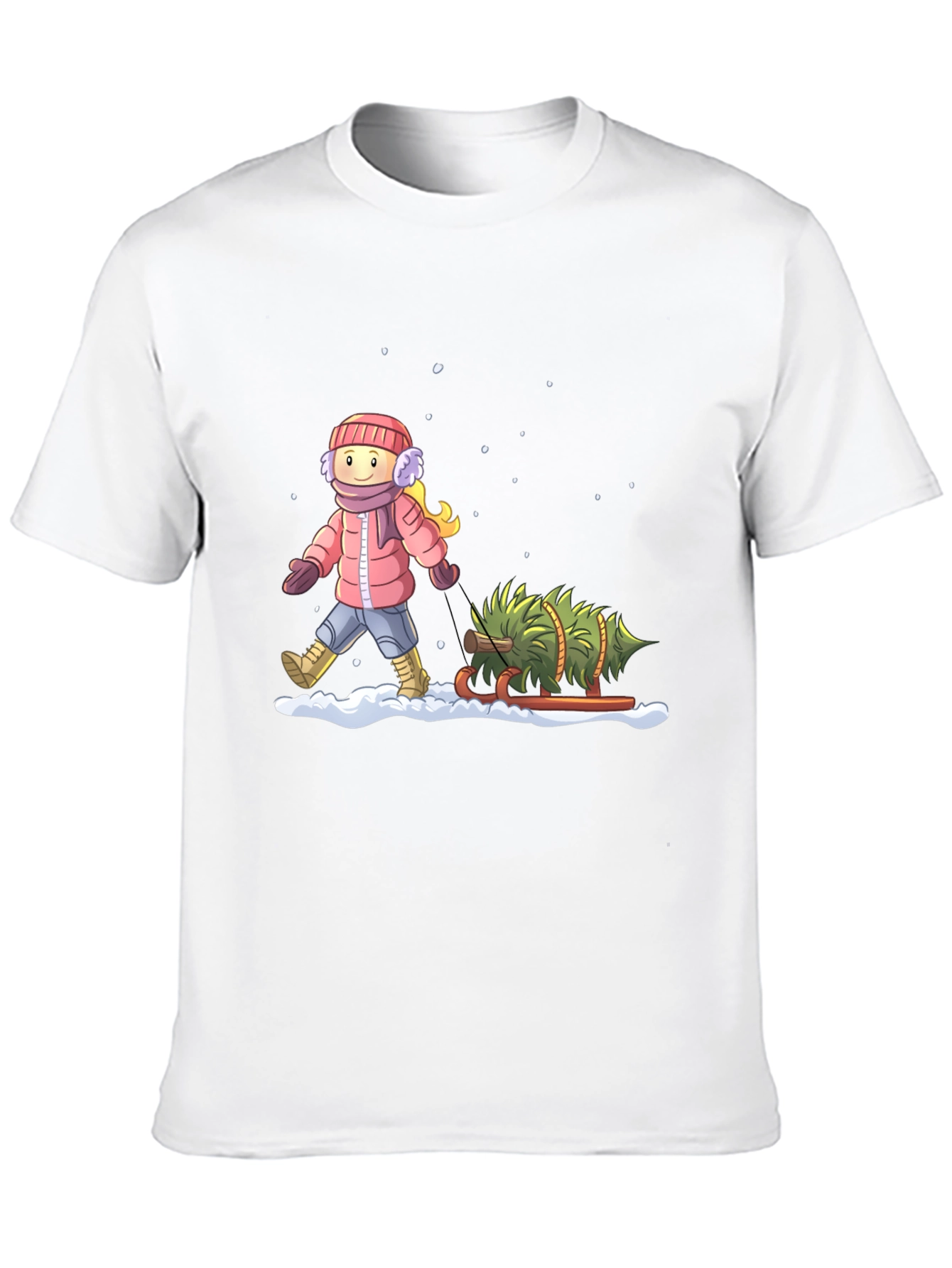 Winter Holiday Christmas Tree Pull T-Shirt