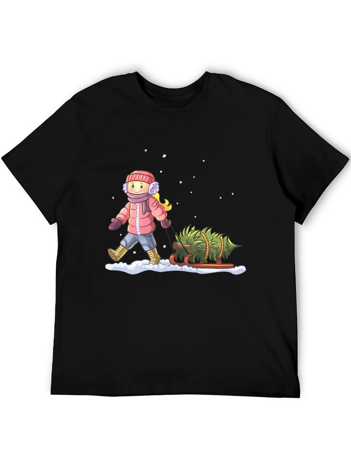 Winter Holiday Christmas Tree Pull T-Shirt