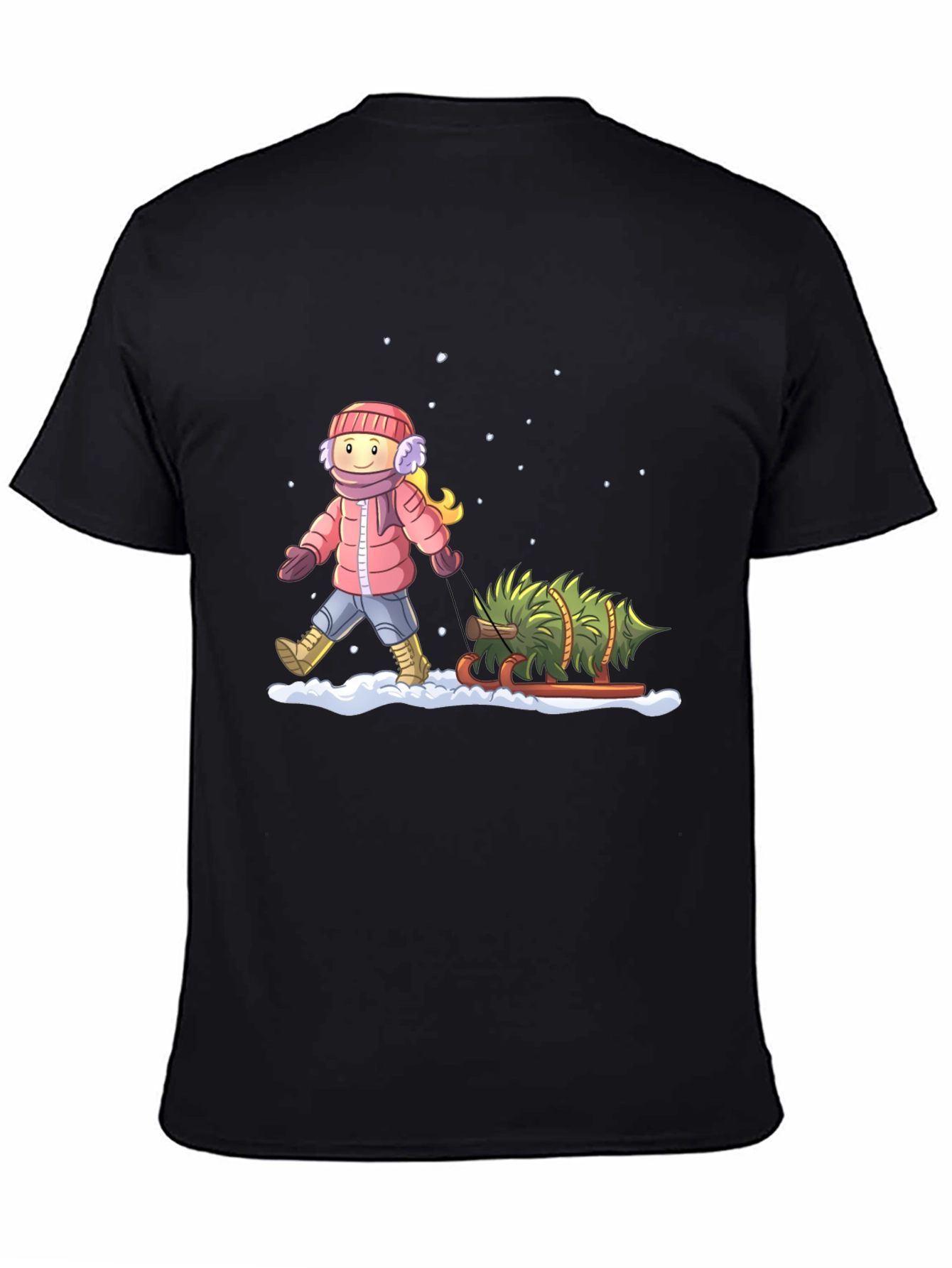 Winter Holiday Christmas Tree Pull T-Shirt