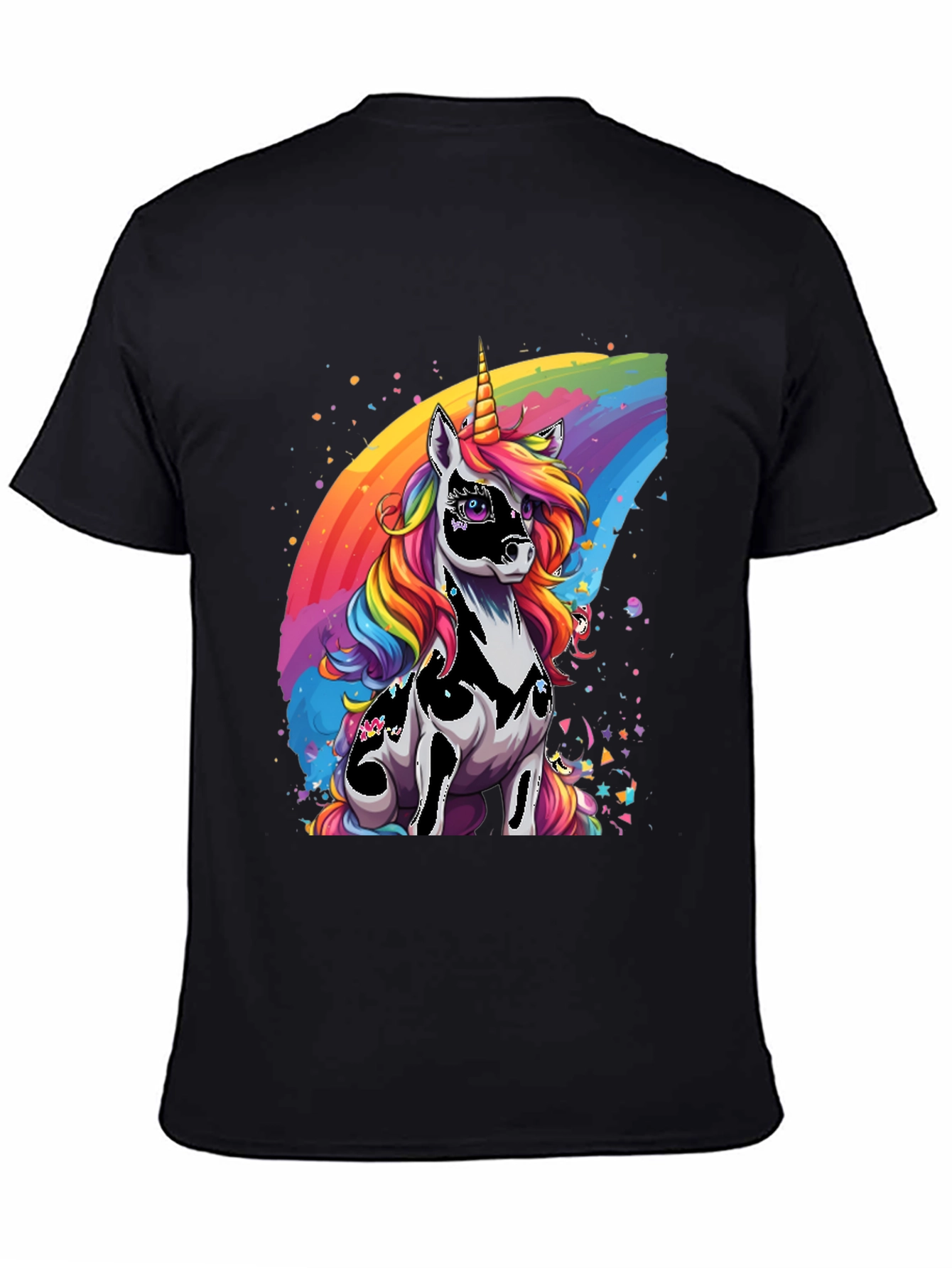 Rainbow Unicorn Graphic Tee - Black