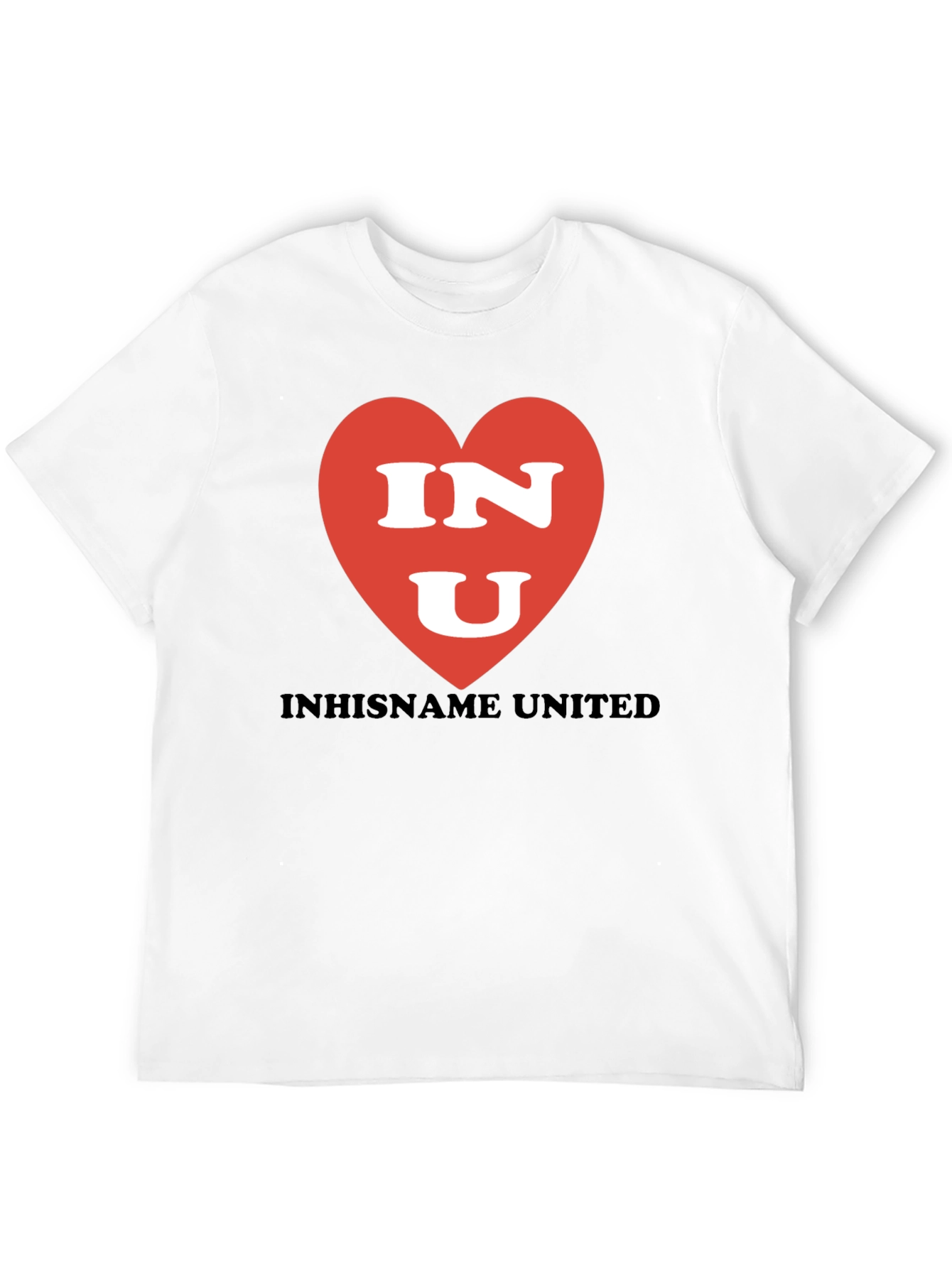 INU Heart Graphic T-Shirt - Black Crew Neck
