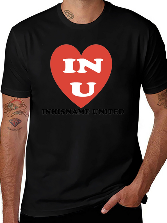 INU Heart Graphic T-Shirt - Black Crew Neck
