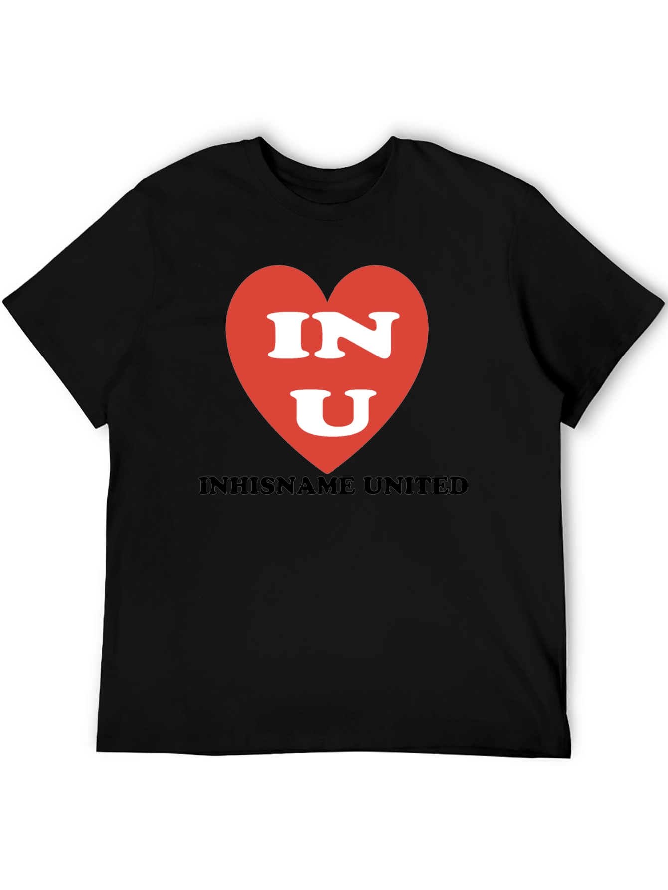 INU Heart Graphic T-Shirt - Black Crew Neck