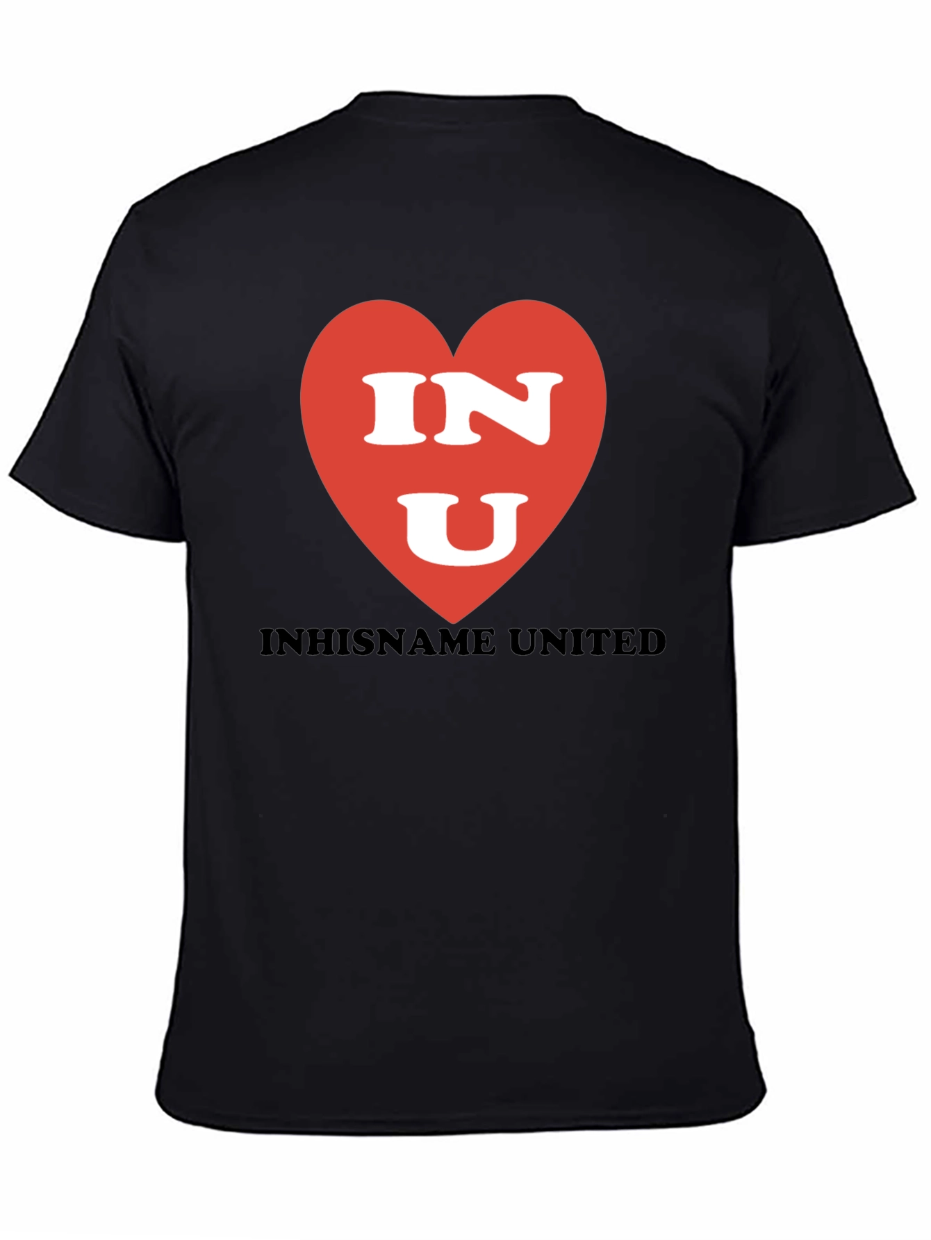 INU Heart Graphic T-Shirt - Black Crew Neck