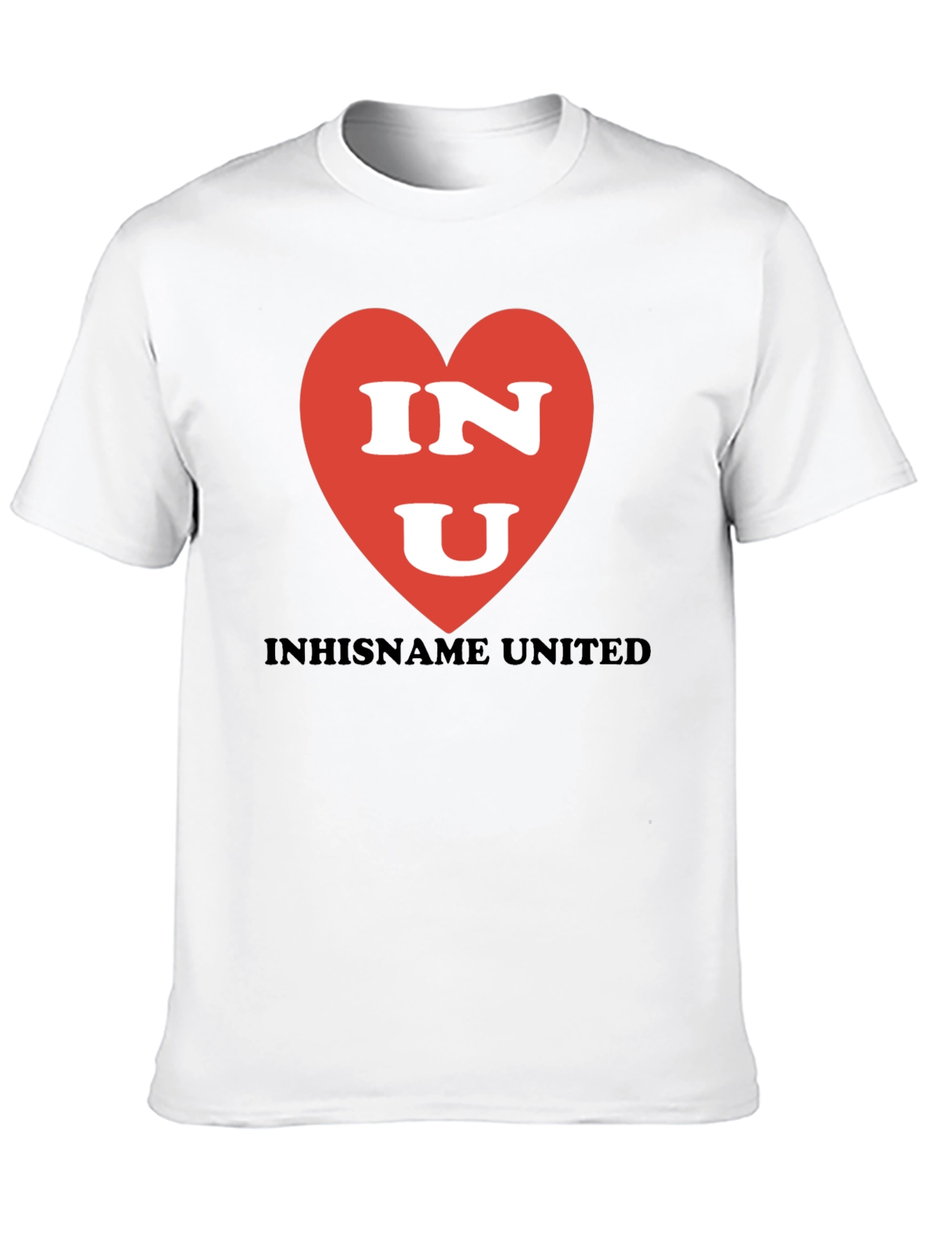 INU Heart Graphic T-Shirt - Black Crew Neck