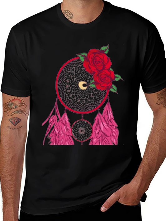 Dream Catcher Rose Graphic Tee - Black
