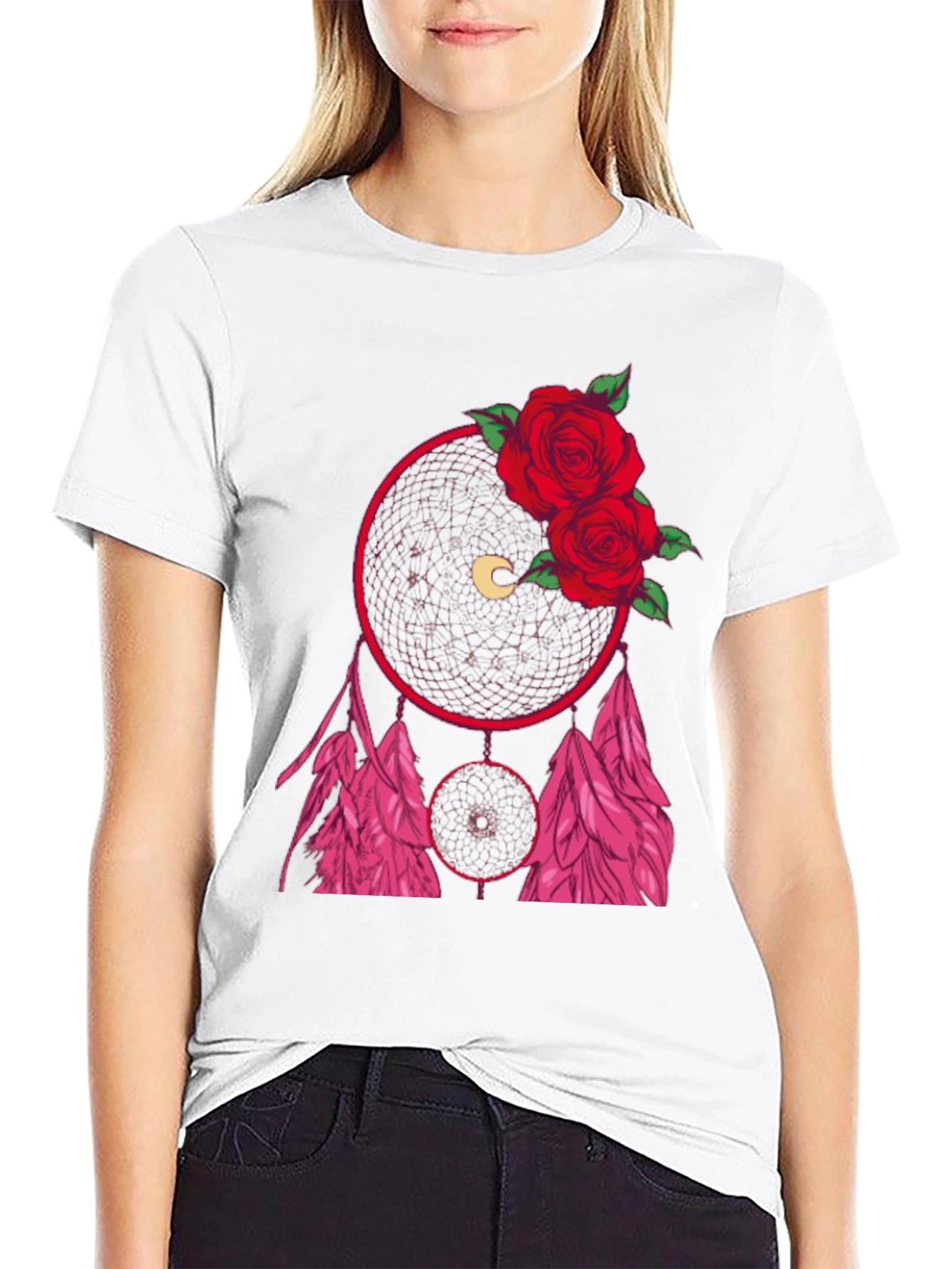 Dream Catcher Rose Graphic Tee - Black