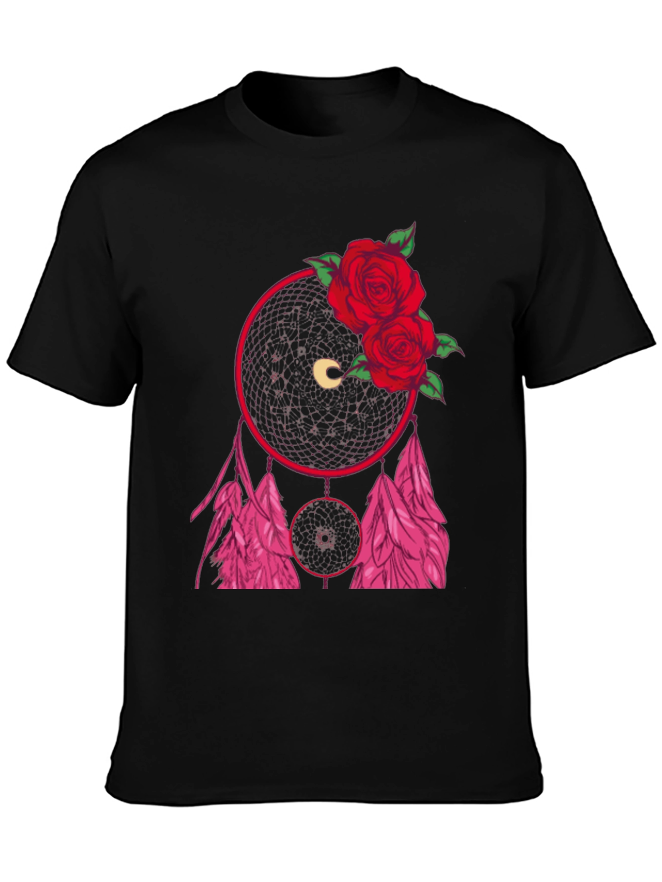 Dream Catcher Rose Graphic Tee - Black