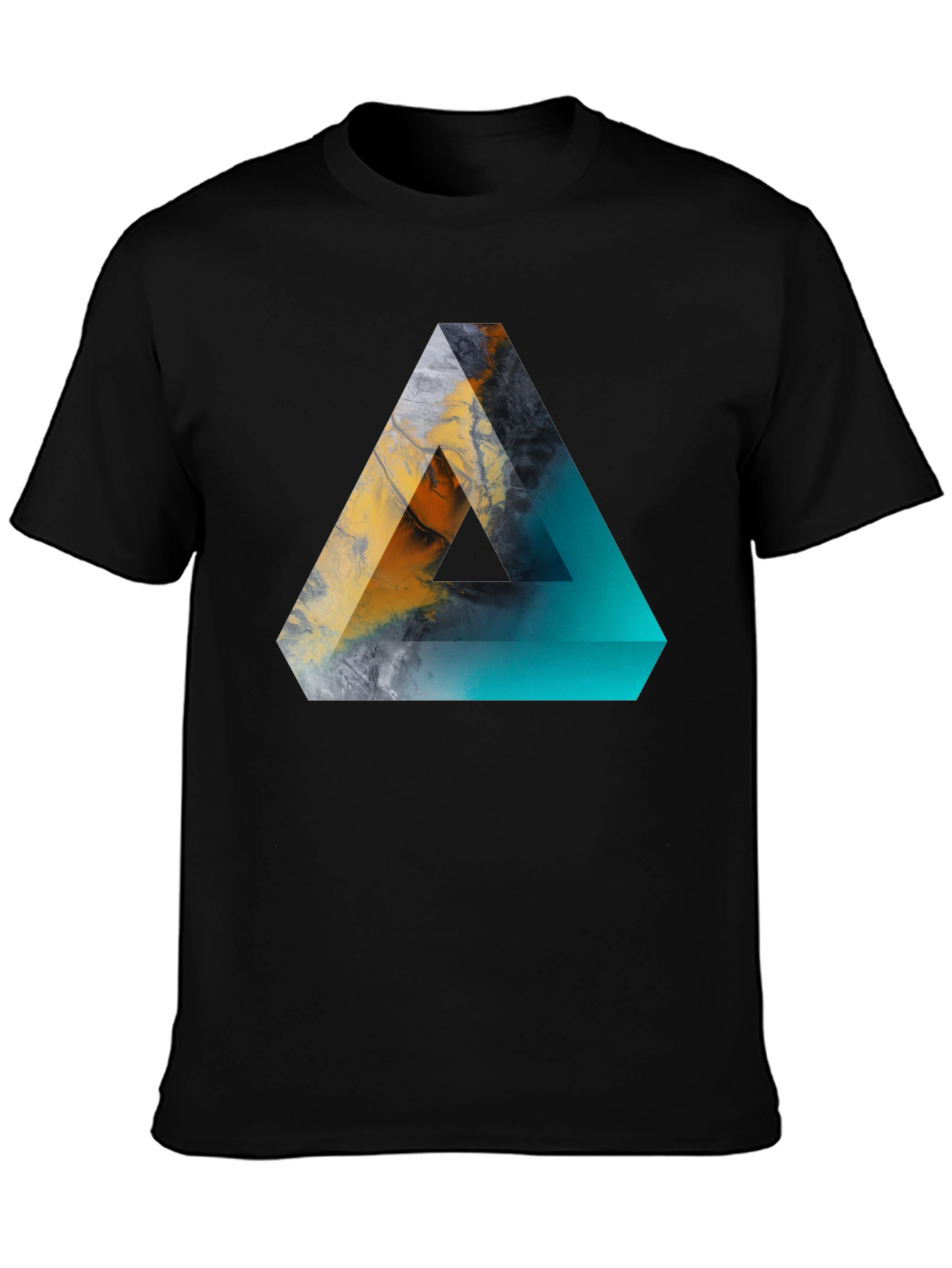 Abstract Triangle Graphic Mens Black T-Shirt
