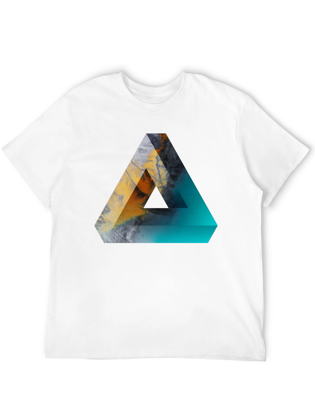 Abstract Triangle Graphic Mens Black T-Shirt