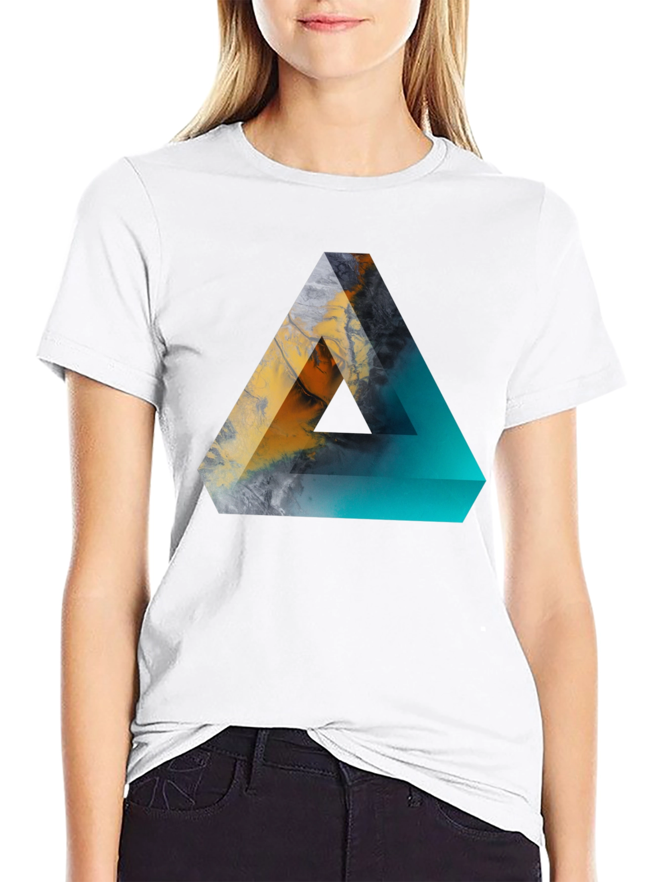 Abstract Triangle Graphic Mens Black T-Shirt
