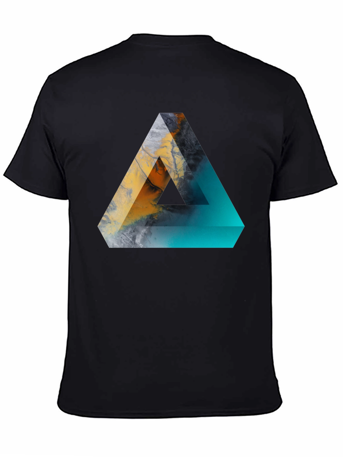 Abstract Triangle Graphic Mens Black T-Shirt