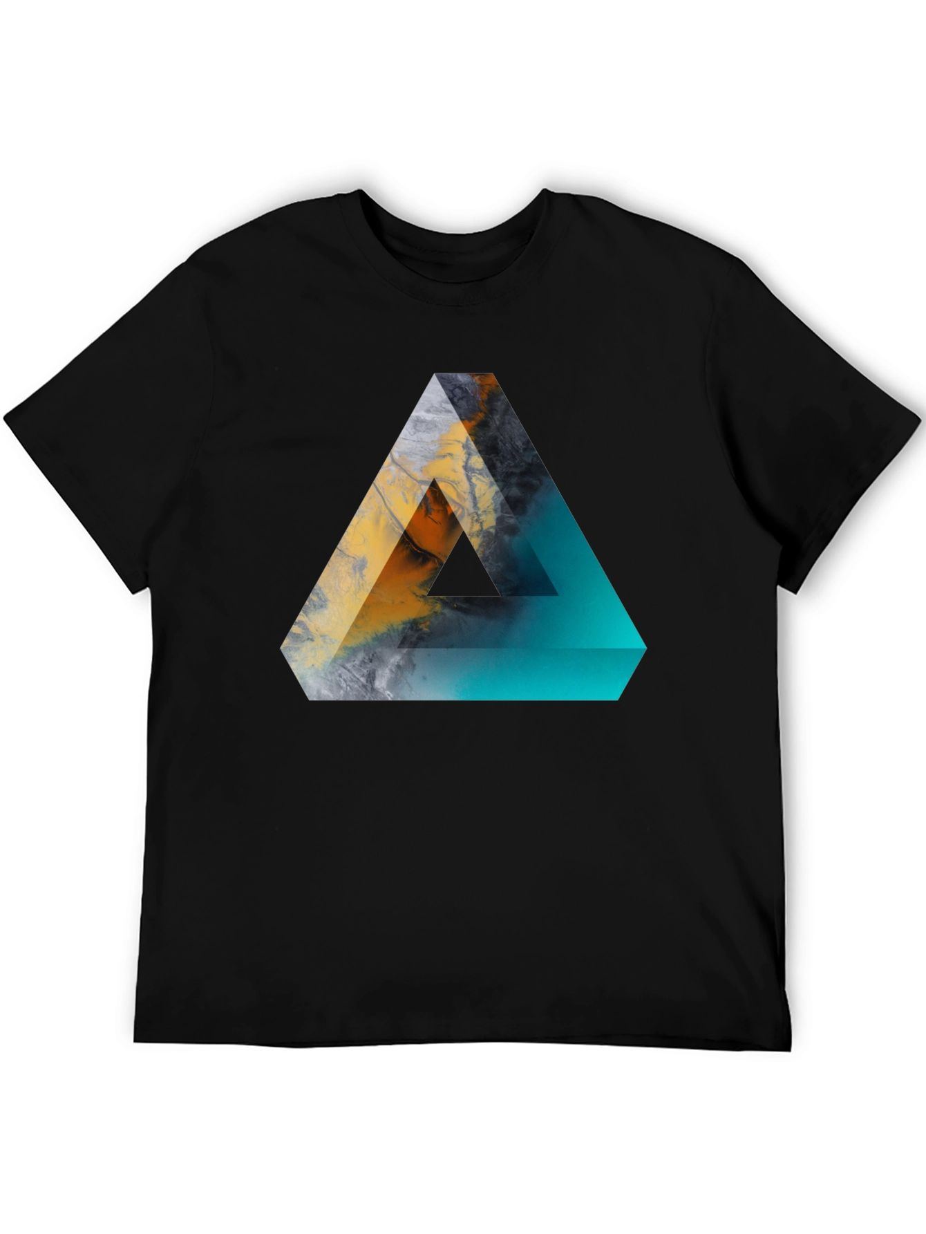 Abstract Triangle Graphic Mens Black T-Shirt