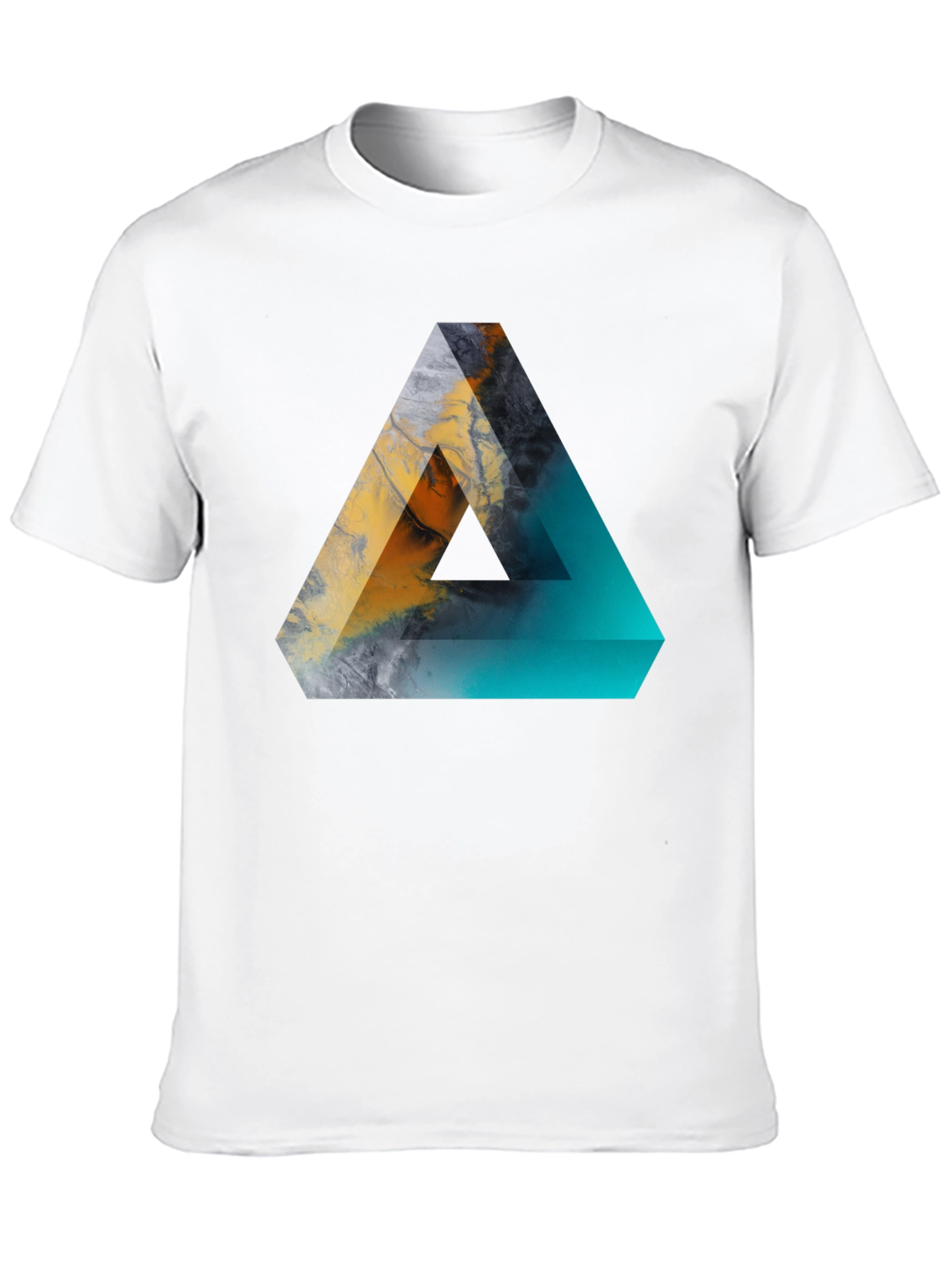 Abstract Triangle Graphic Mens Black T-Shirt