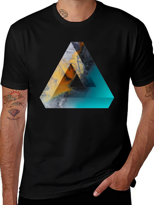 Abstract Triangle Graphic Mens Black T-Shirt