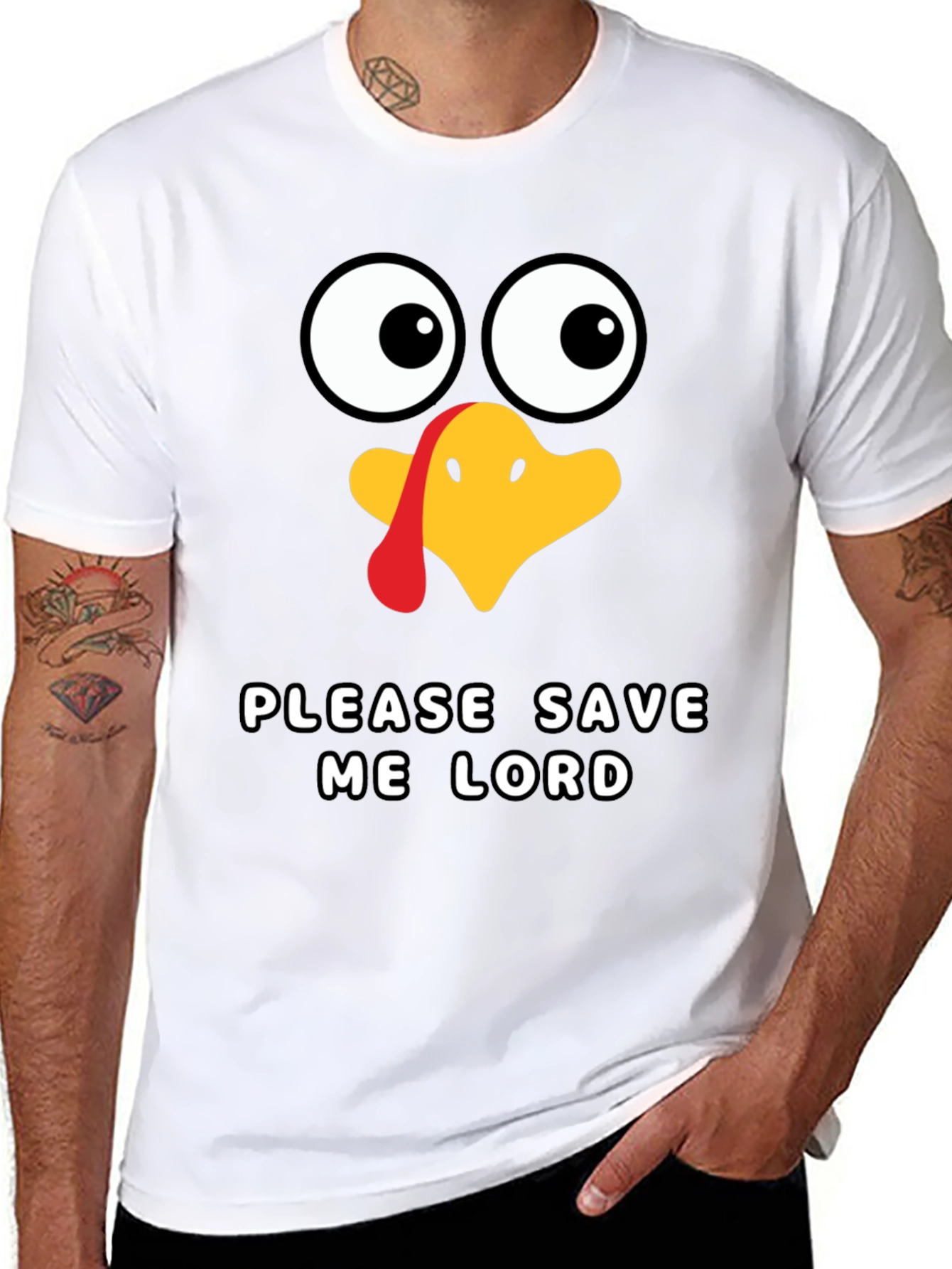 Funny Thanksgiving Turkey Save Me Lord T-Shirt