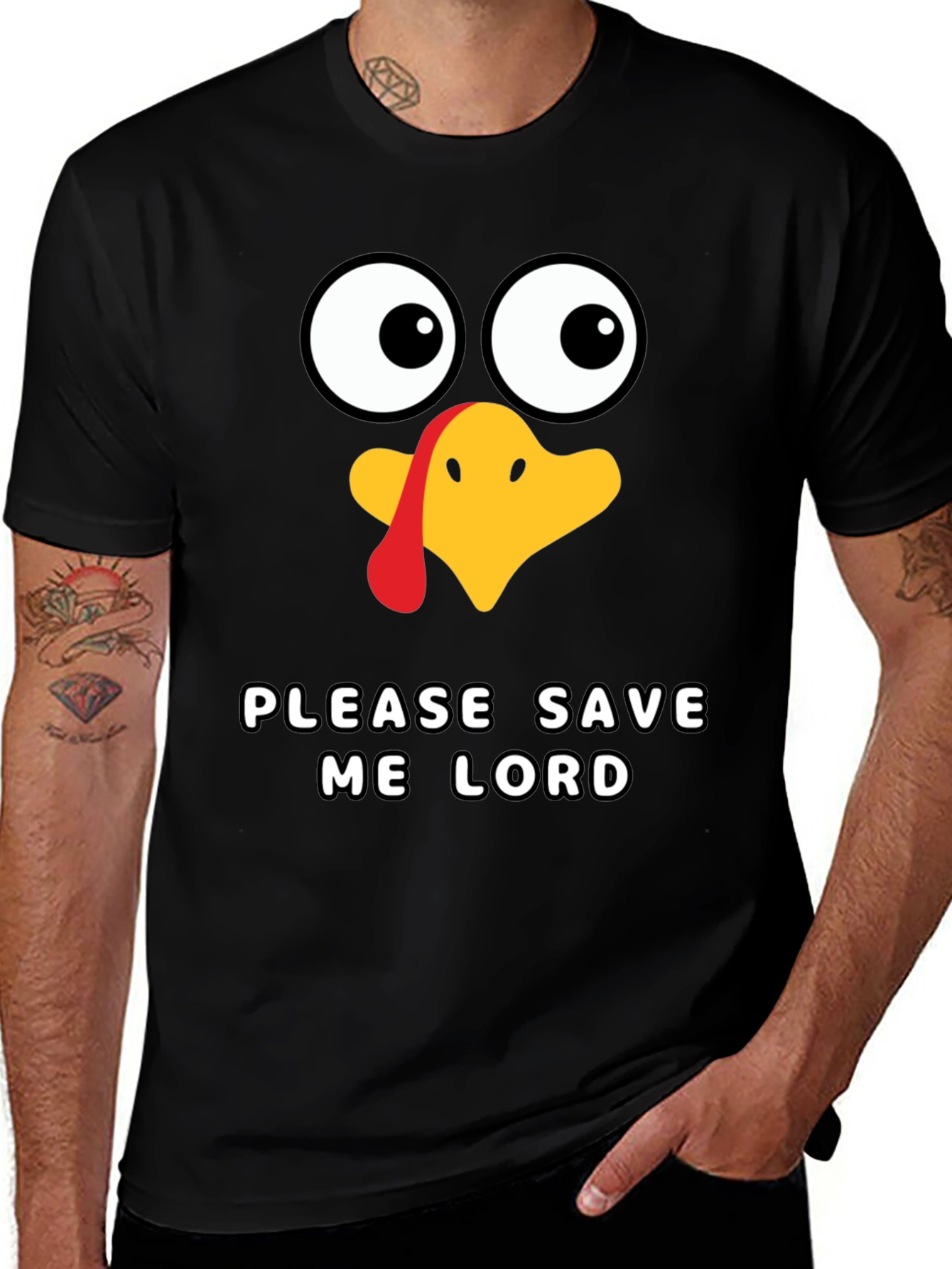 Funny Thanksgiving Turkey Save Me Lord T-Shirt