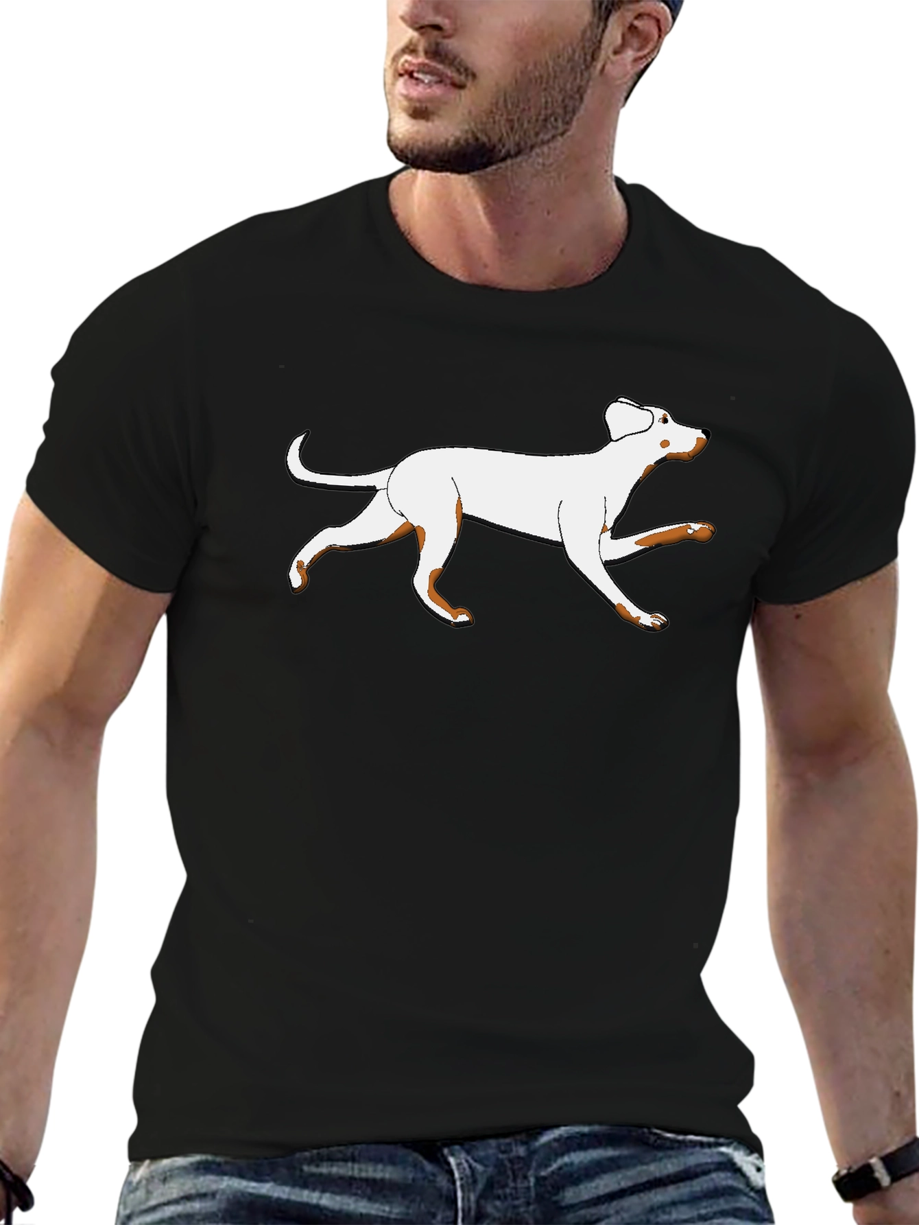 Dog Graphic Tee - Black Cotton Shirt