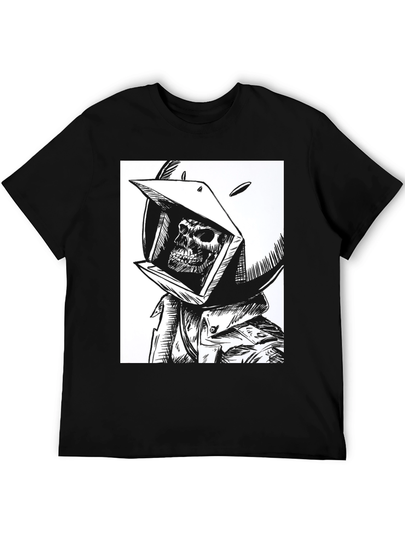 Skull in Helmet Graphic Tee - Mens Black T-Shirt