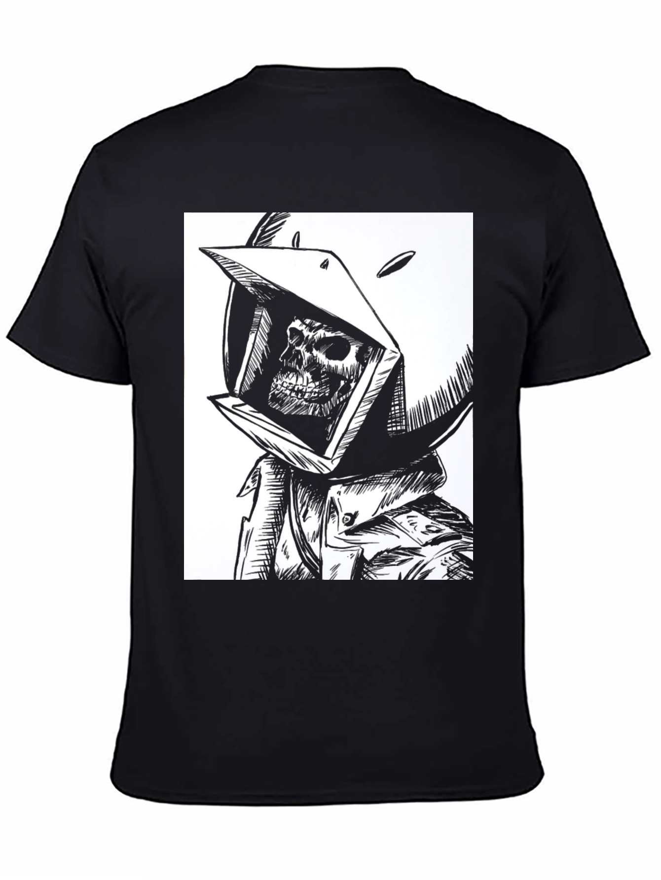 Skull in Helmet Graphic Tee - Mens Black T-Shirt