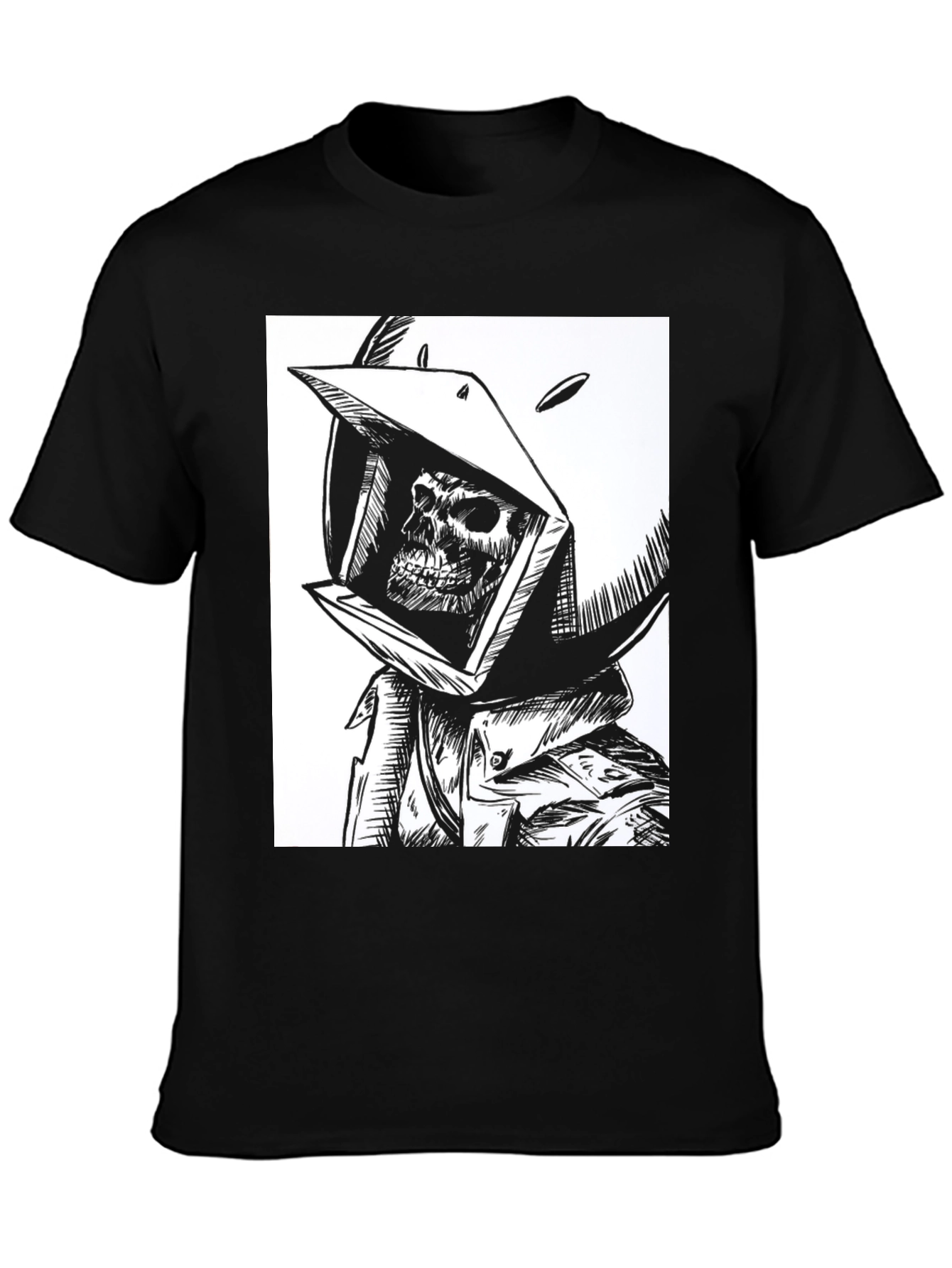 Skull in Helmet Graphic Tee - Mens Black T-Shirt