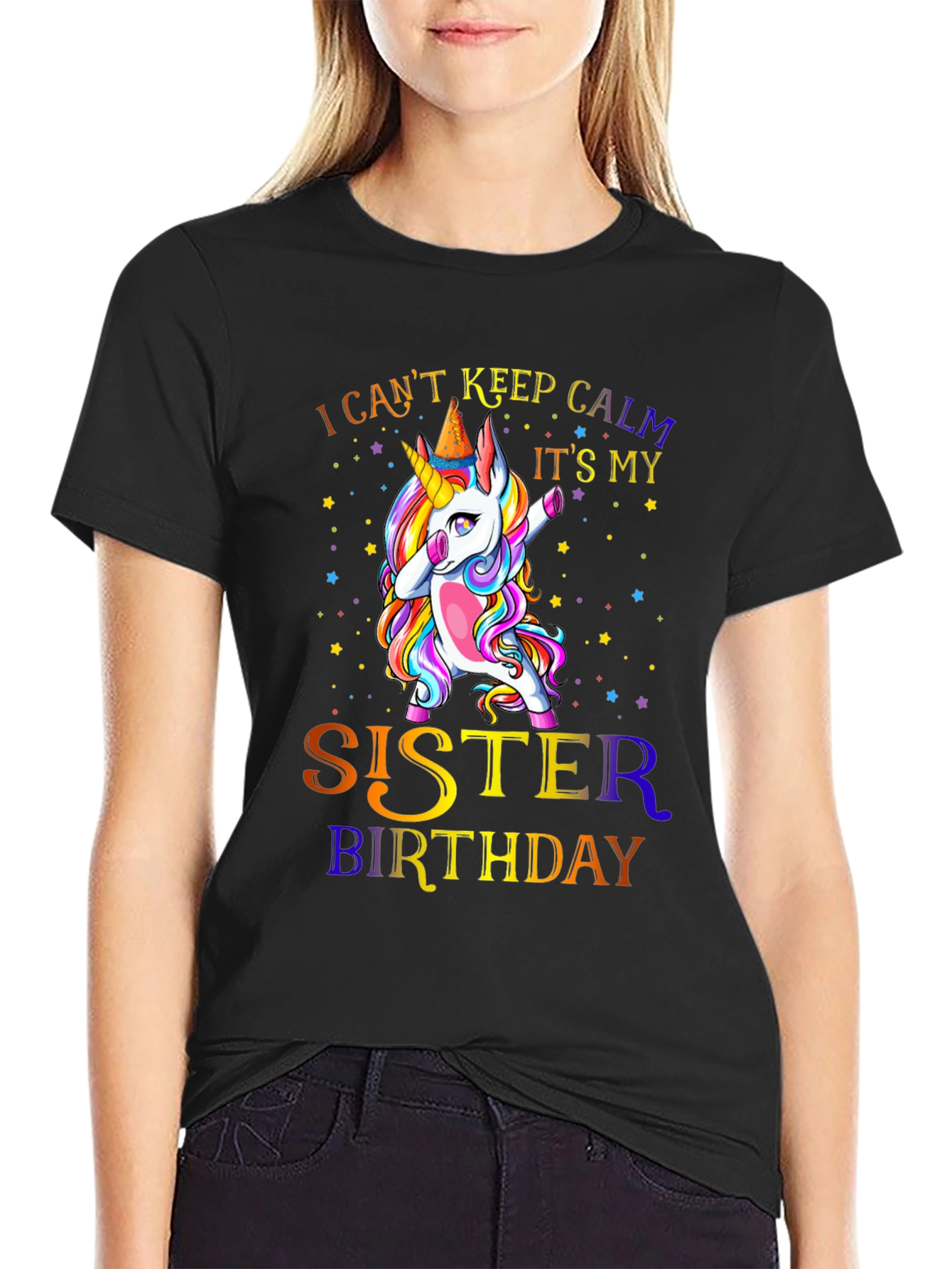 Sister Birthday Unicorn Dabbing T-Shirt