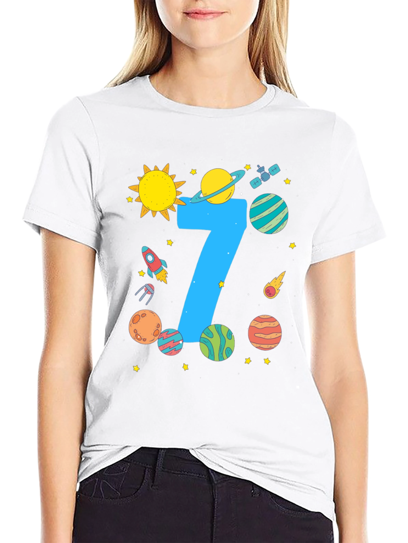 Space Themed 7th Birthday T-Shirt