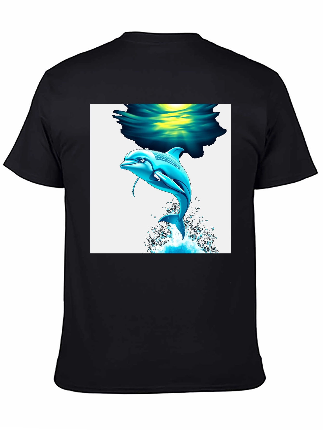 Dolphin Graphic Tee - Black Cotton Blend T-Shirt