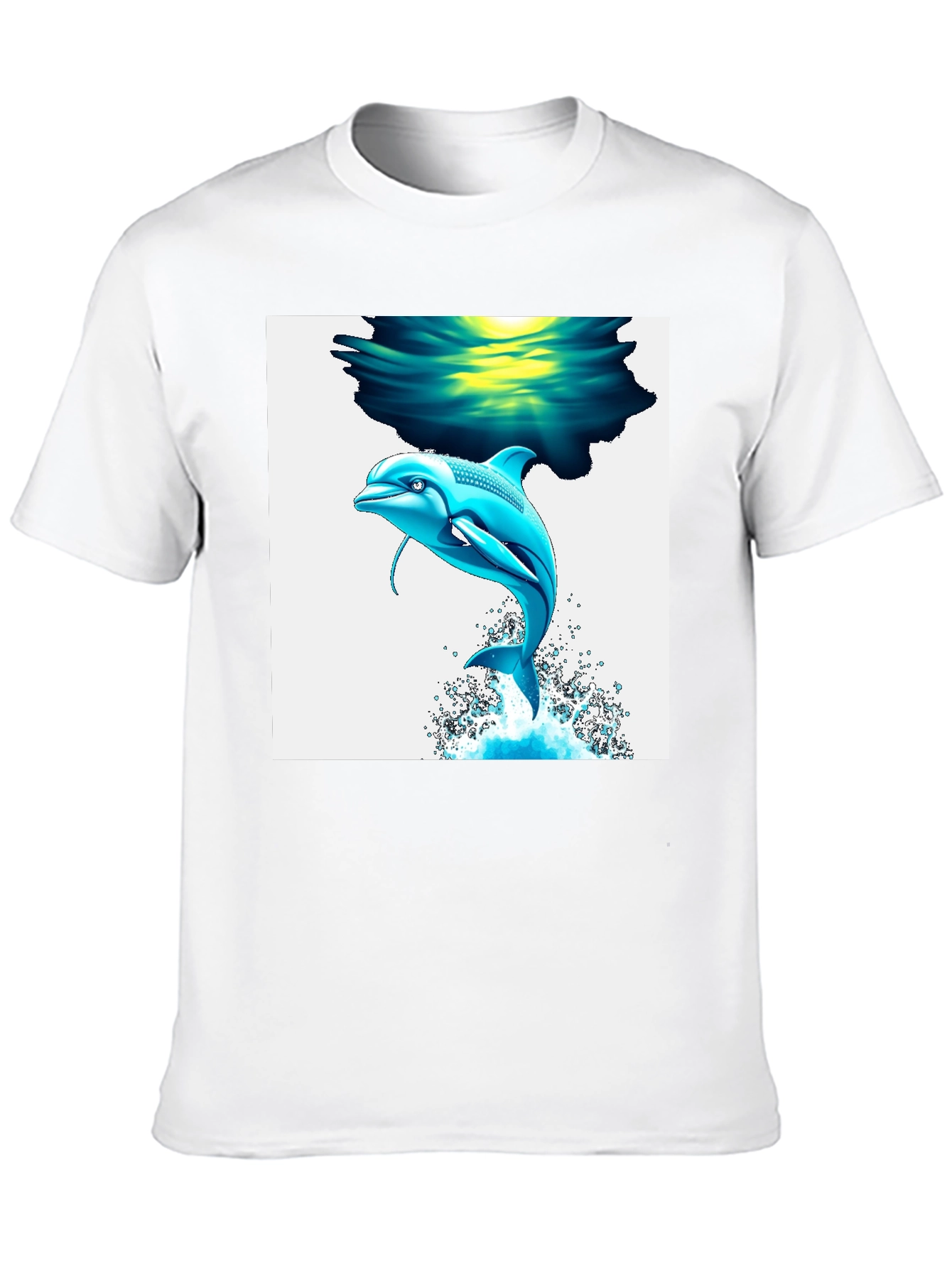 Dolphin Graphic Tee - Black Cotton Blend T-Shirt