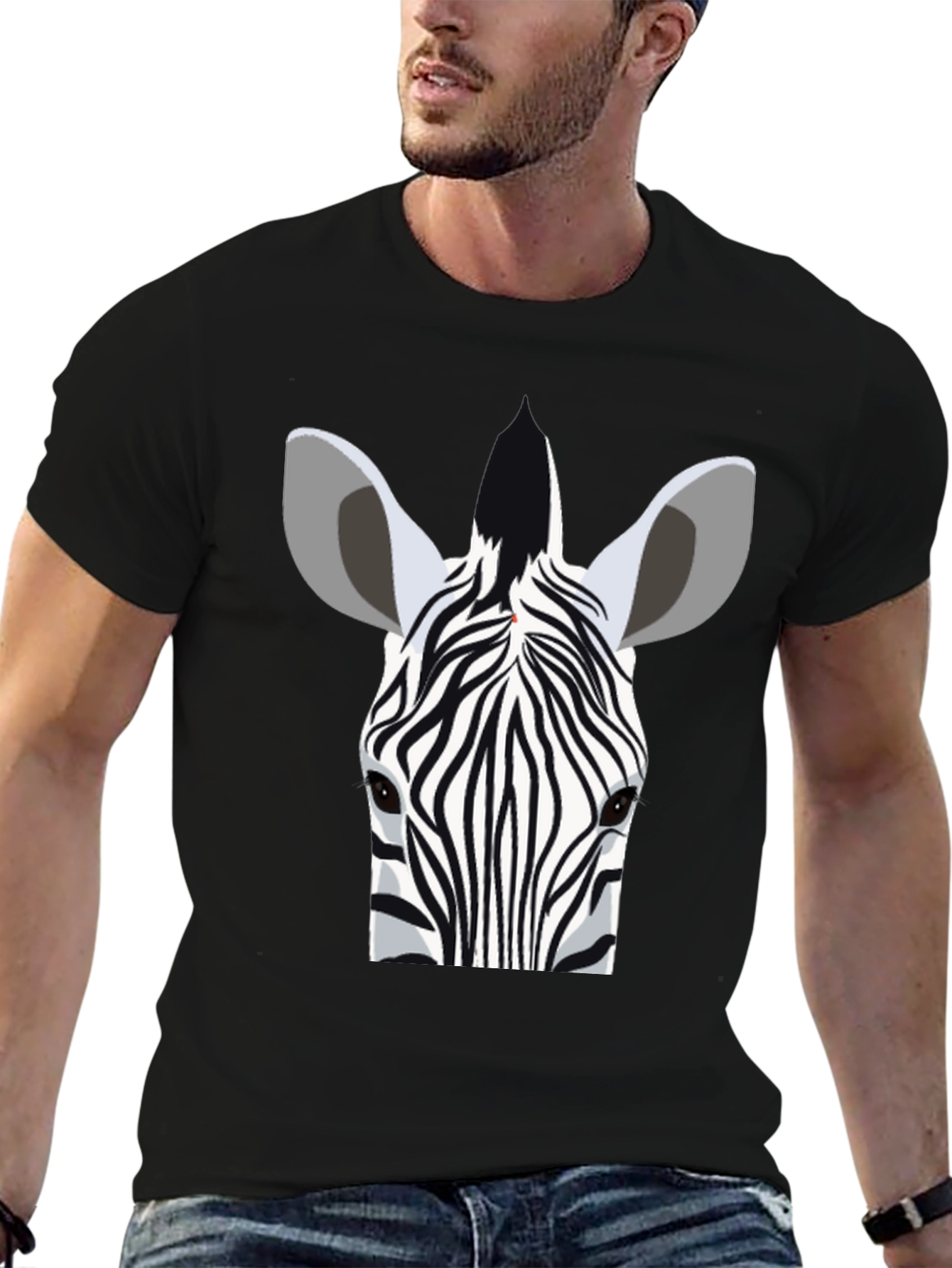 Zebra Head Graphic Tee - Stylish Black T-Shirt