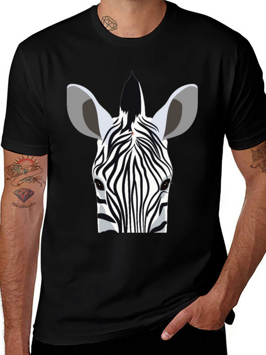 Zebra Head Graphic Tee - Stylish Black T-Shirt