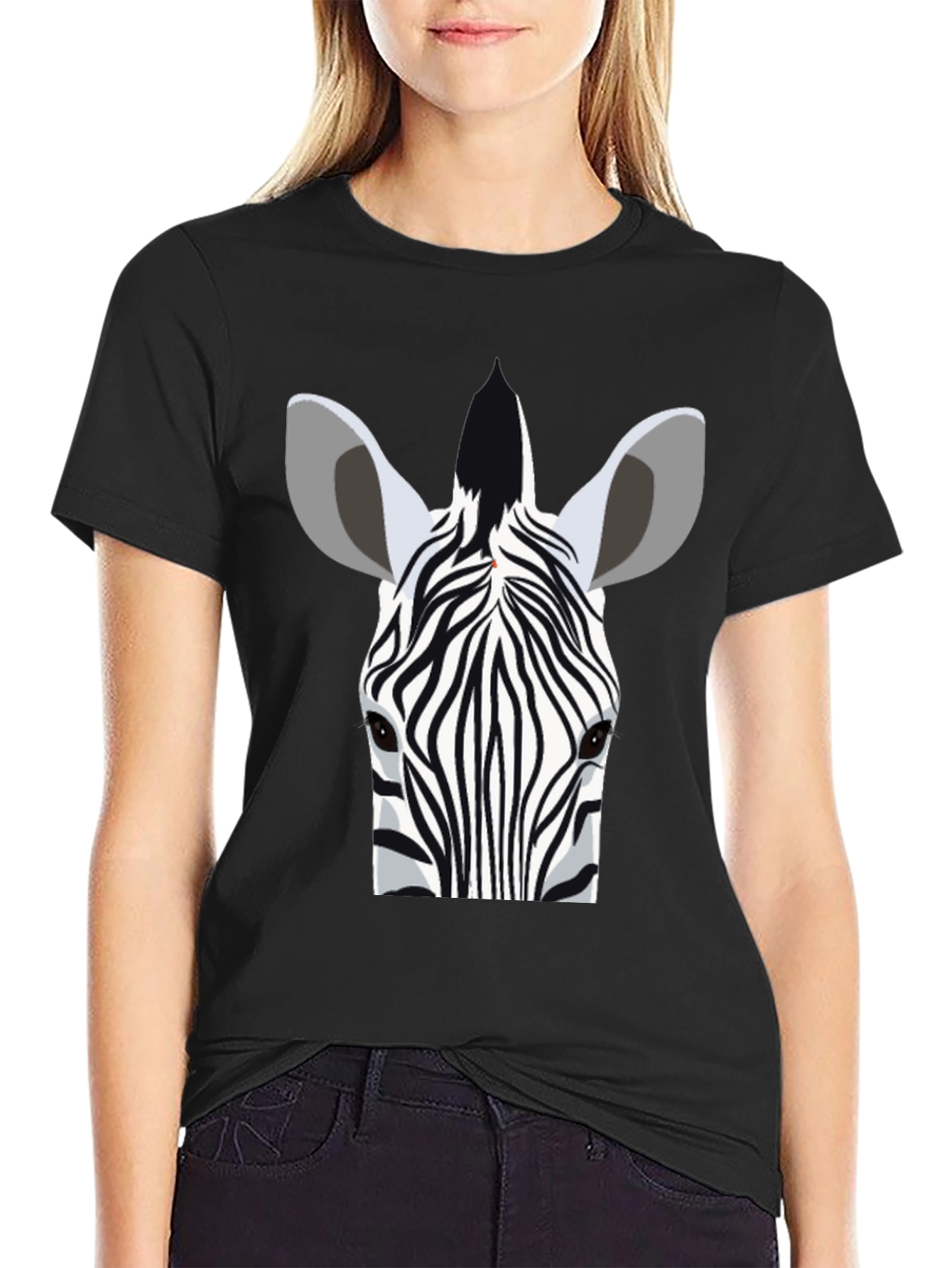 Zebra Head Graphic Tee - Stylish Black T-Shirt