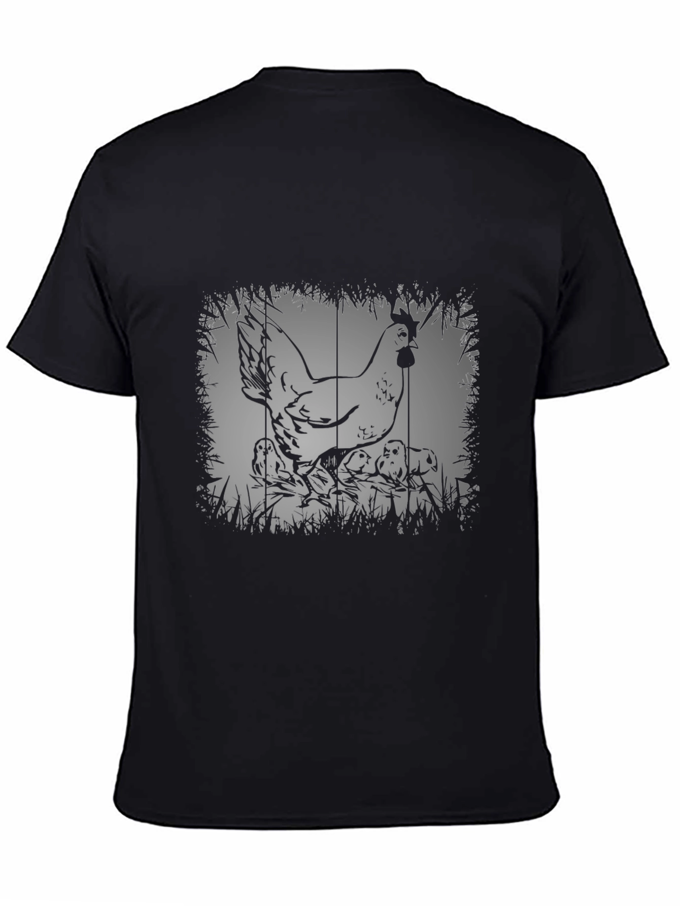 Chicken and Chicks Graphic Tee - Black Cotton T-Shirt