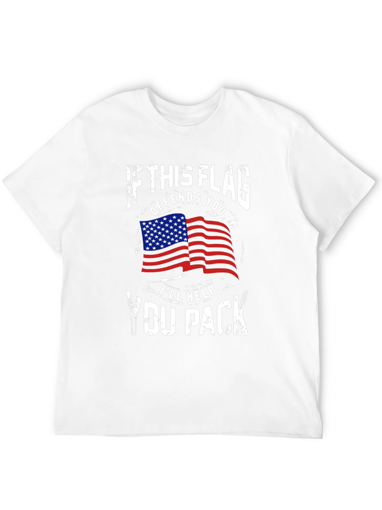 Patriotic Flag T-Shirt: Offends You Ill Help You Pack