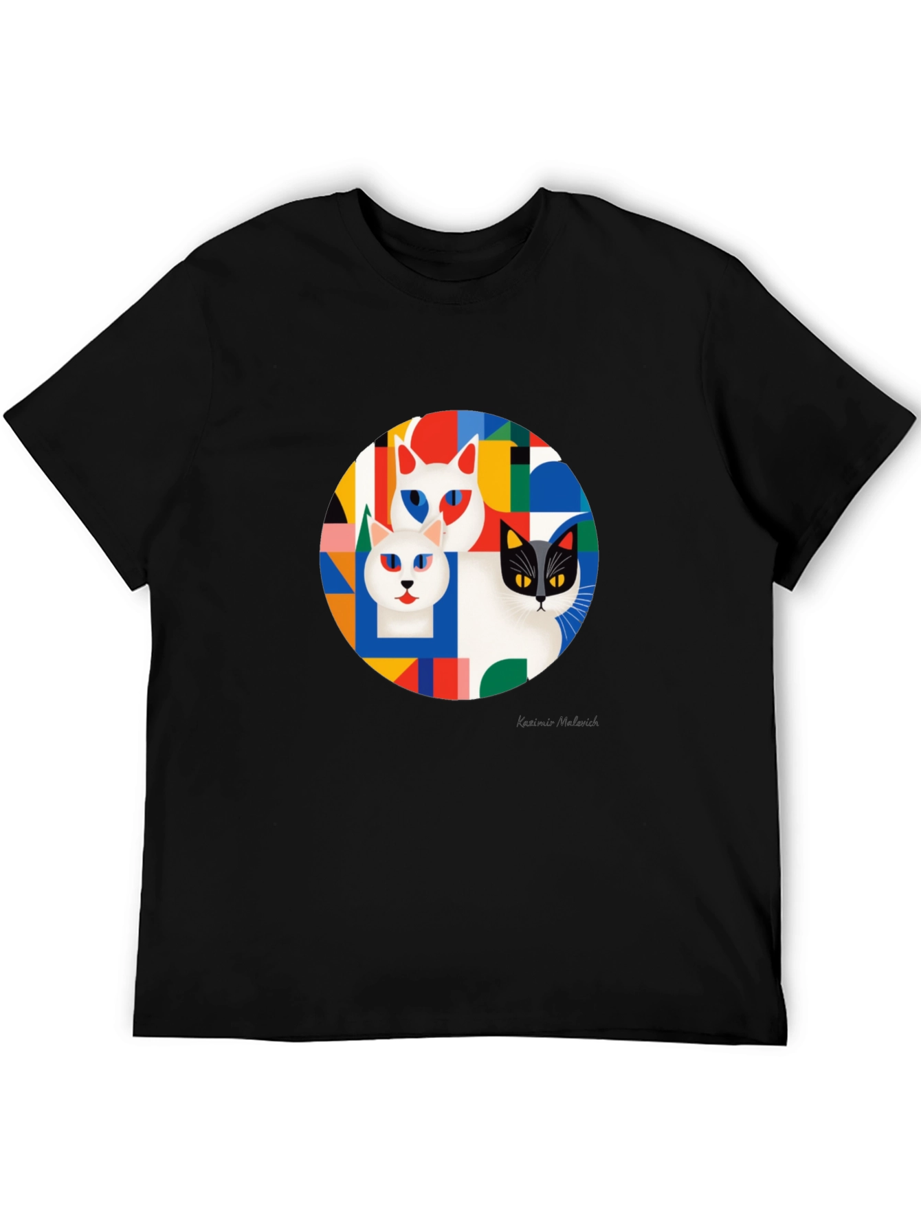 Geometric Cat T-Shirt - Modern Art Tee