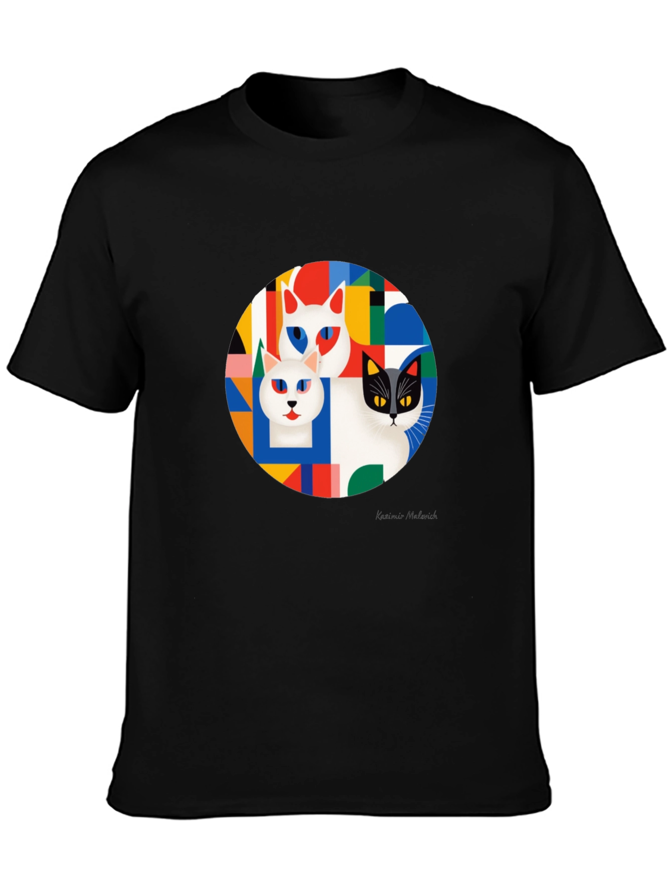Geometric Cat T-Shirt - Modern Art Tee